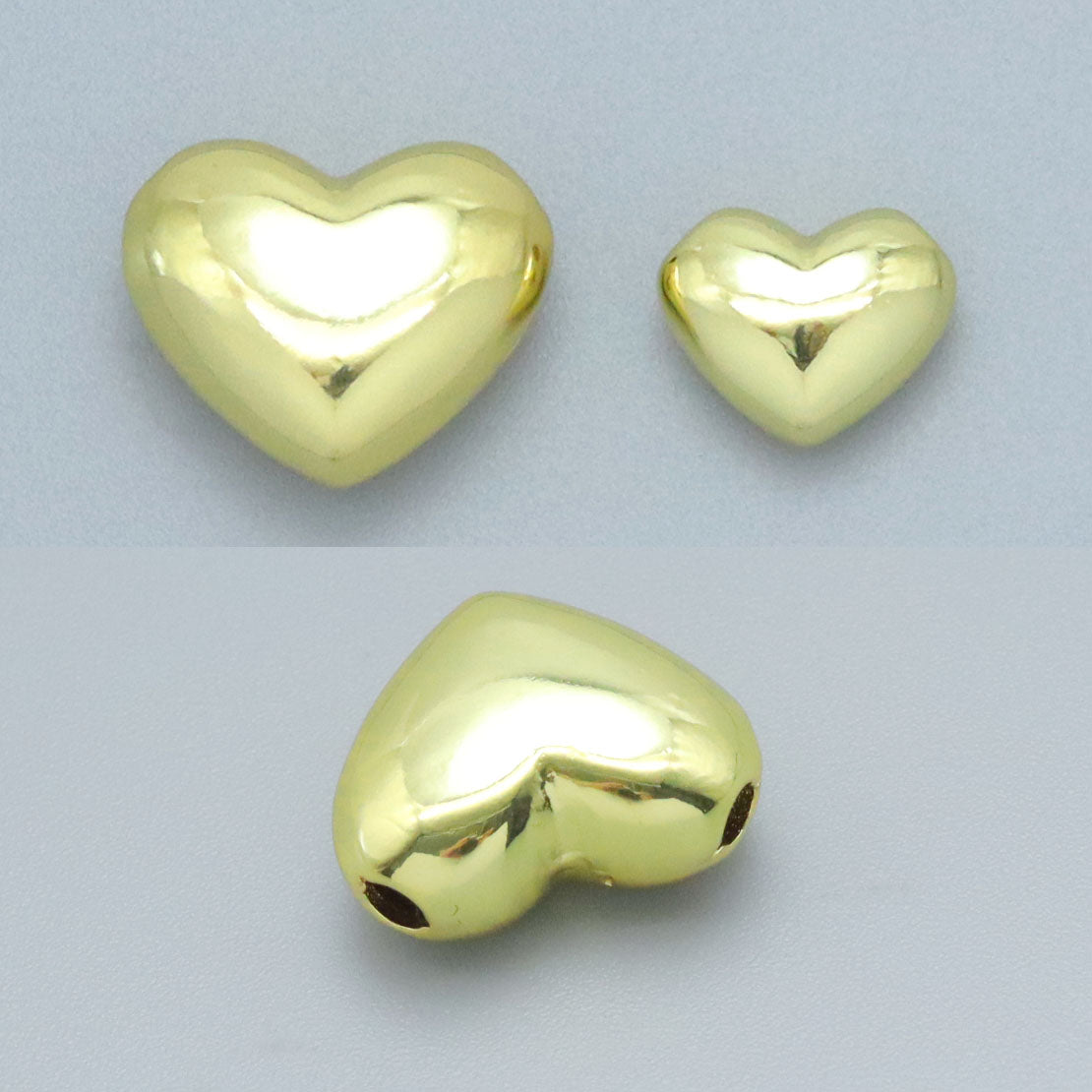 Gold 3D Puffy Heart Charm Pendant, Sku#LK1032