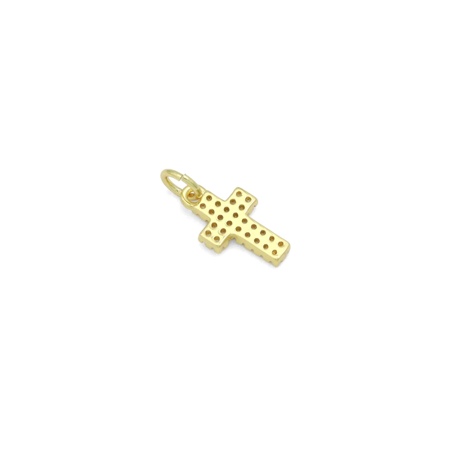 Gold Clear CZ Cross Charm Pendant, Sku#LK1106