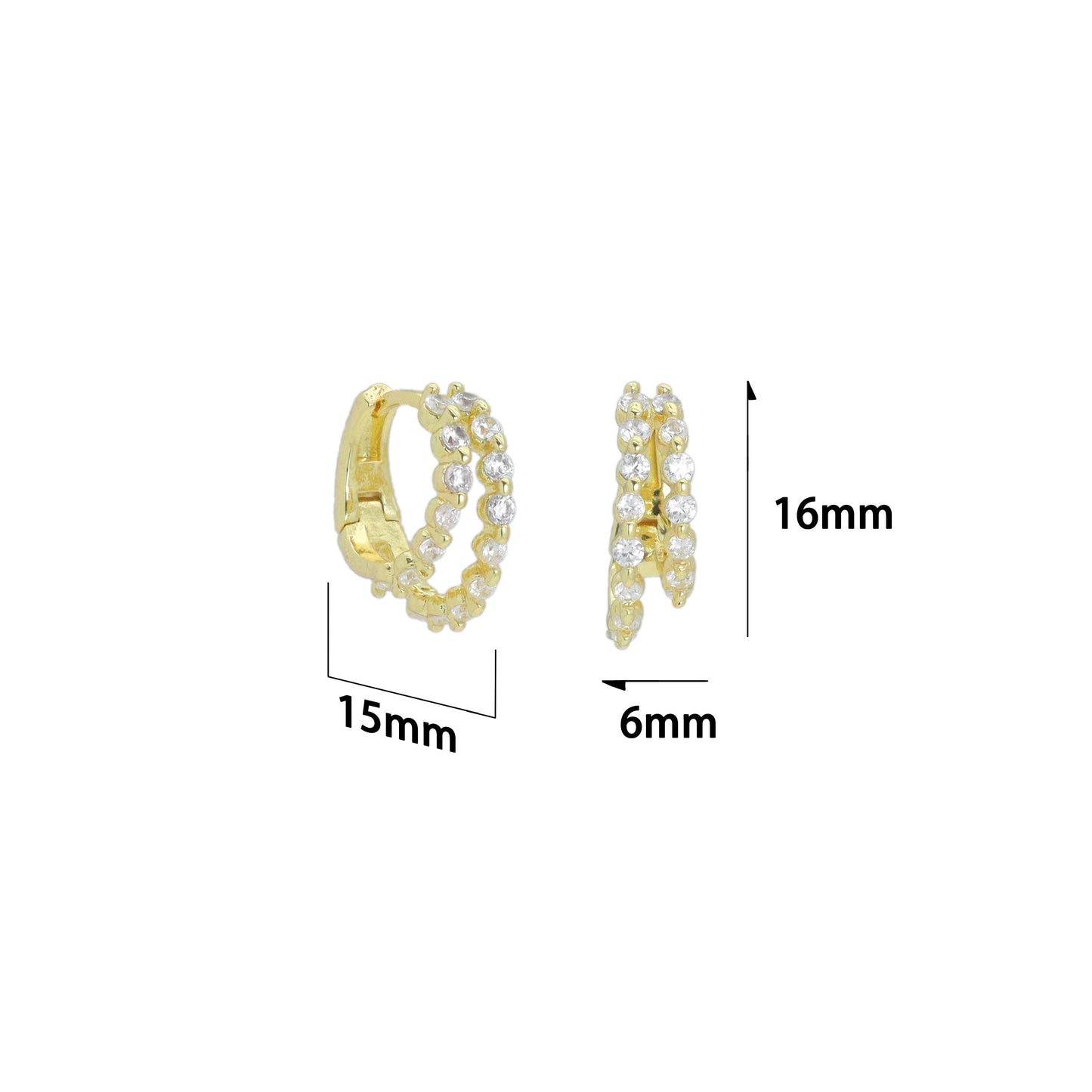CZ Double Line Everyday Hoop Earrings, Sku#LK1265