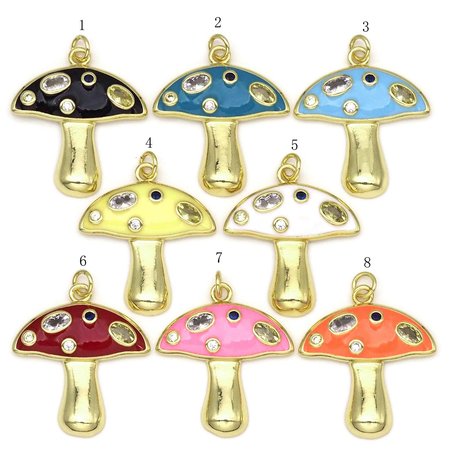Colorful Enamel Mushroom Shape Pendant, Sku#LK455