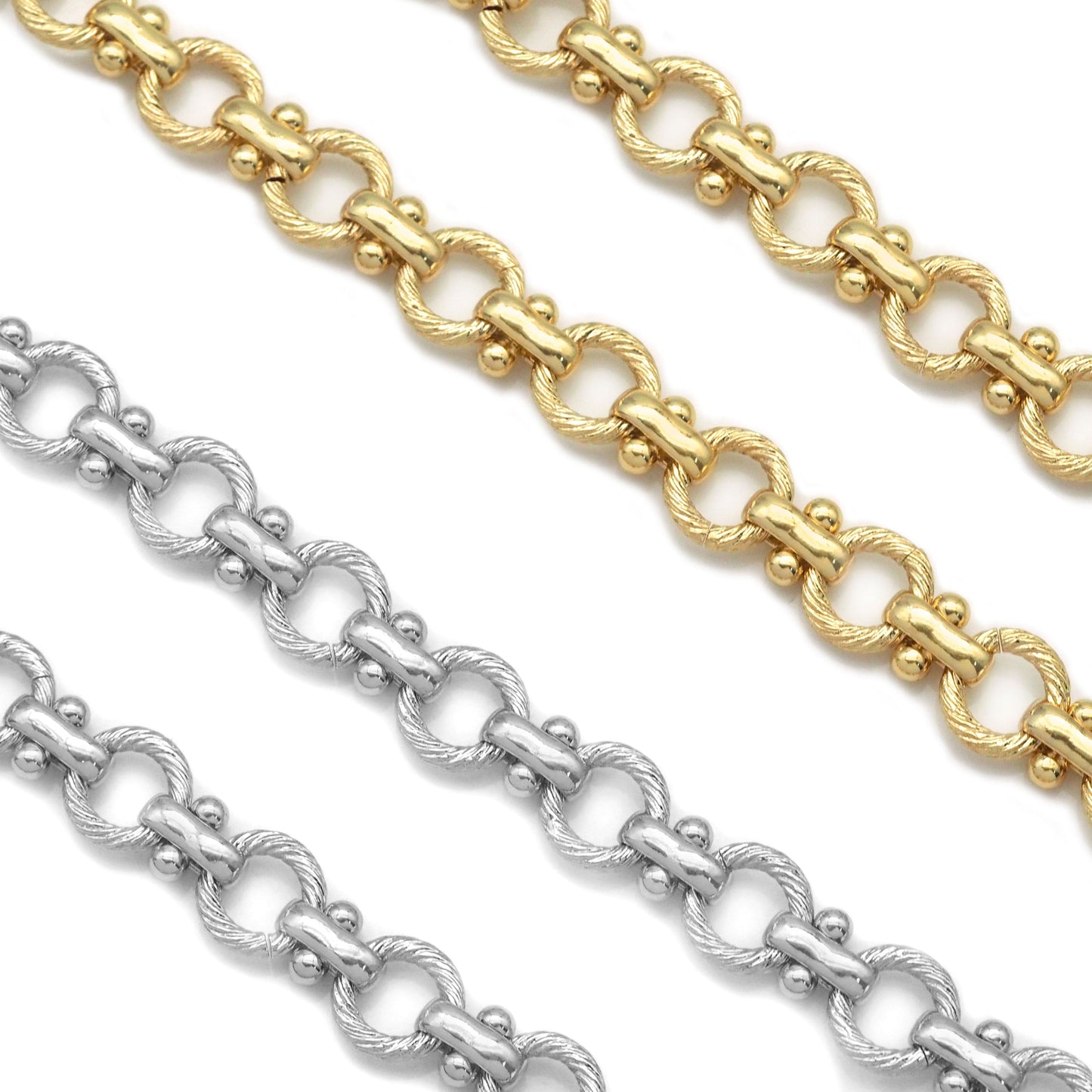 High Quality Textured Round Link chain with T Bar by Yard, Sku#LS31