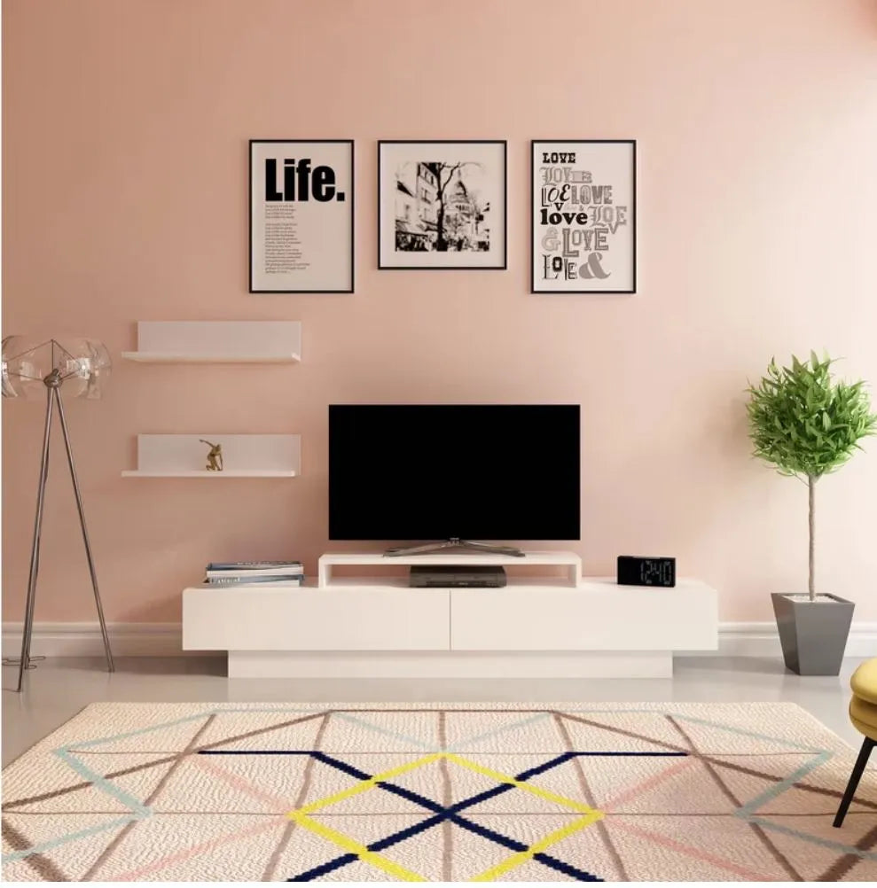 Lusi 71" Wide TV Stand for TVs up to 80" with 2 Wall Shelves
