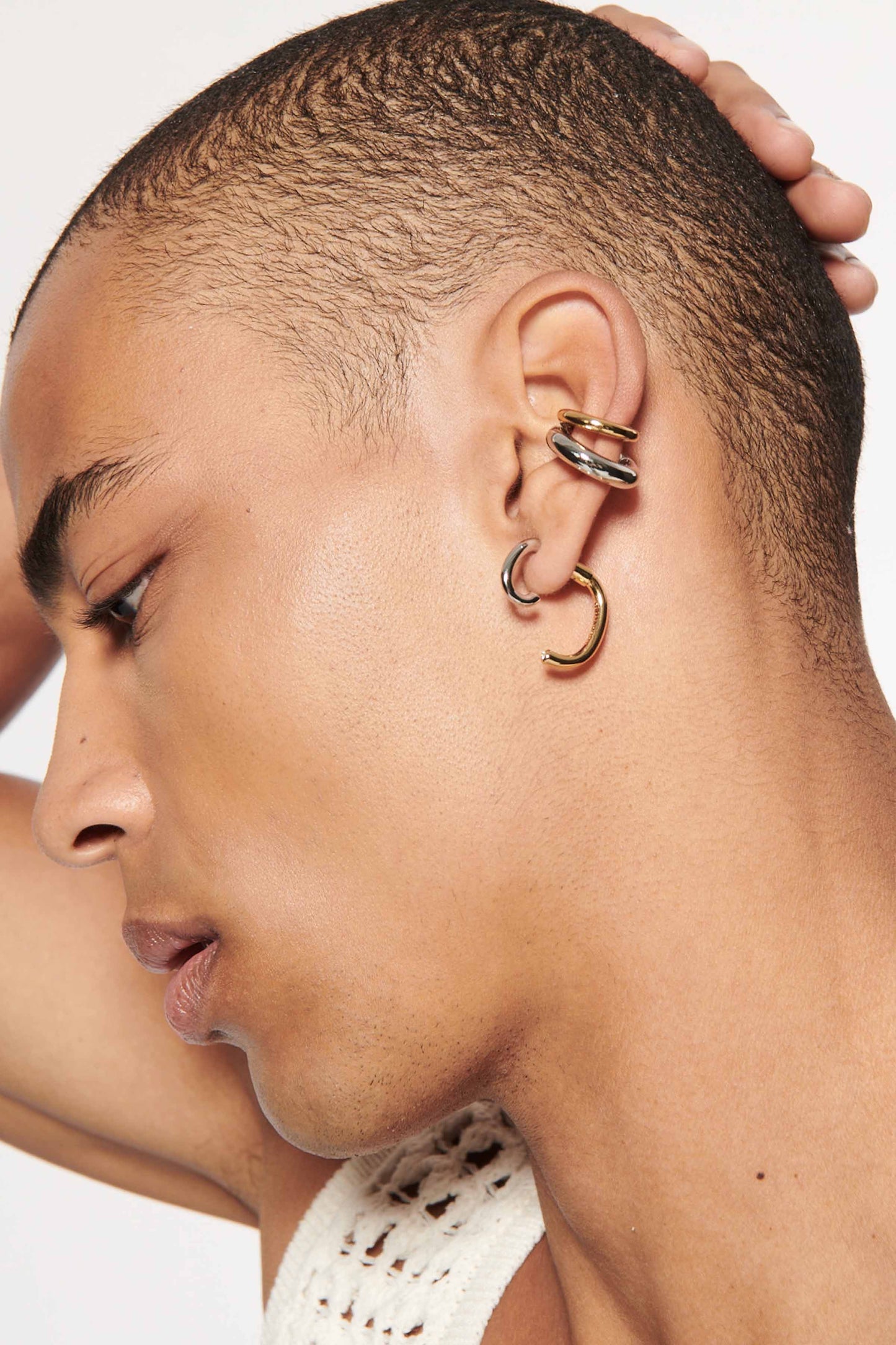Luna Mini Two-Tone Earrings