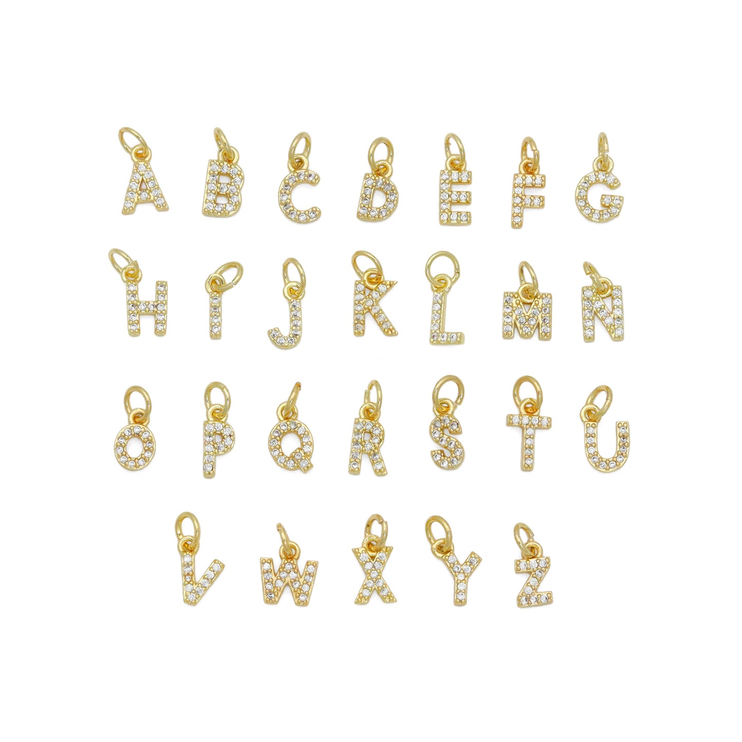 Cute Gold CZ Initial Charm, Alphabet Name Letter Charm,sku#LX193