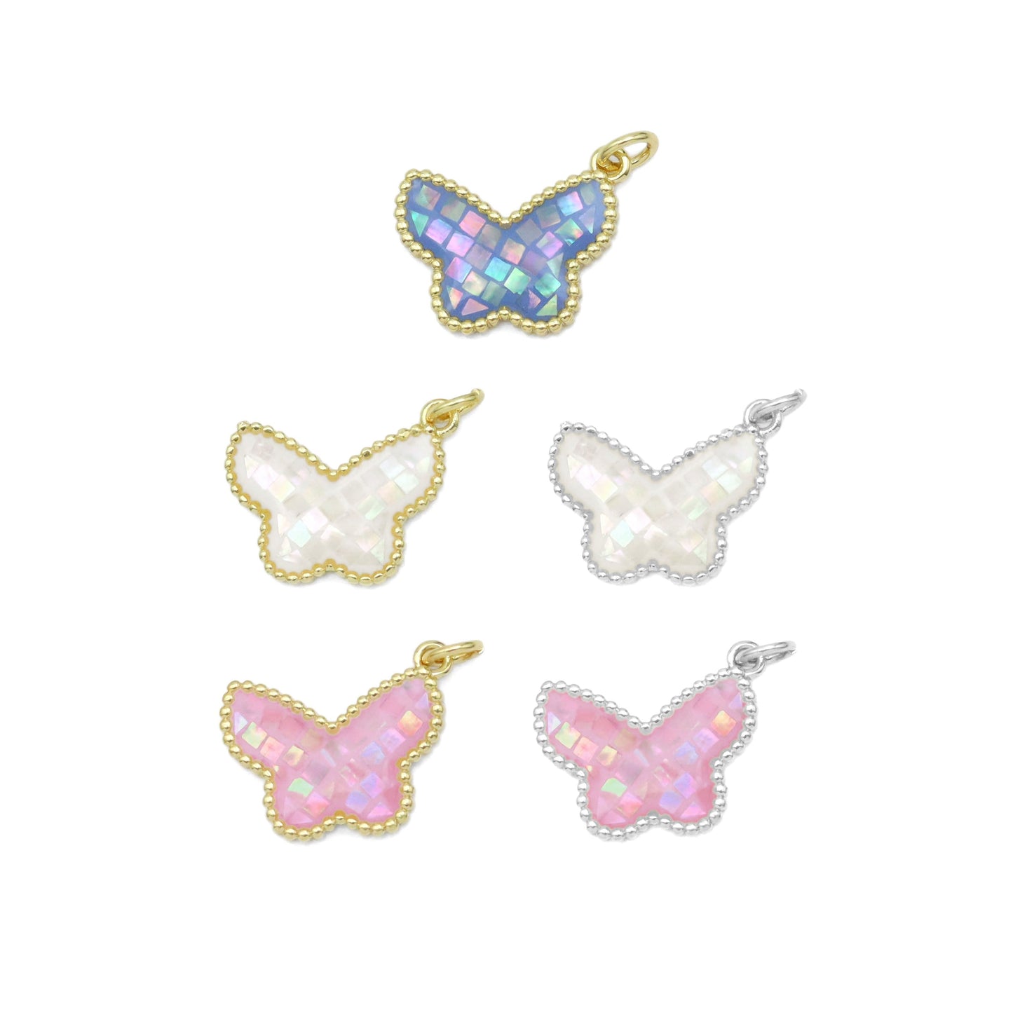 Pink Blue Pearl Butterfly Charm, Sku#LX459