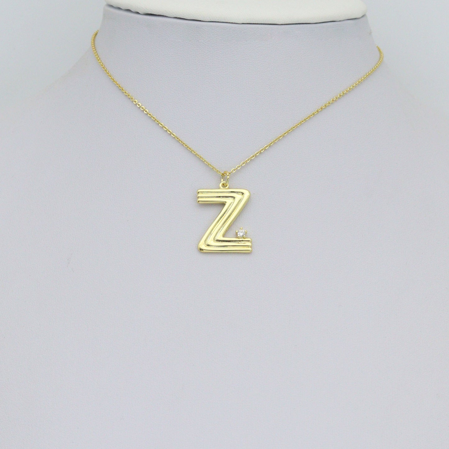 Gold Silver Alphabet Initial Charm Pendant, Sku#LX944