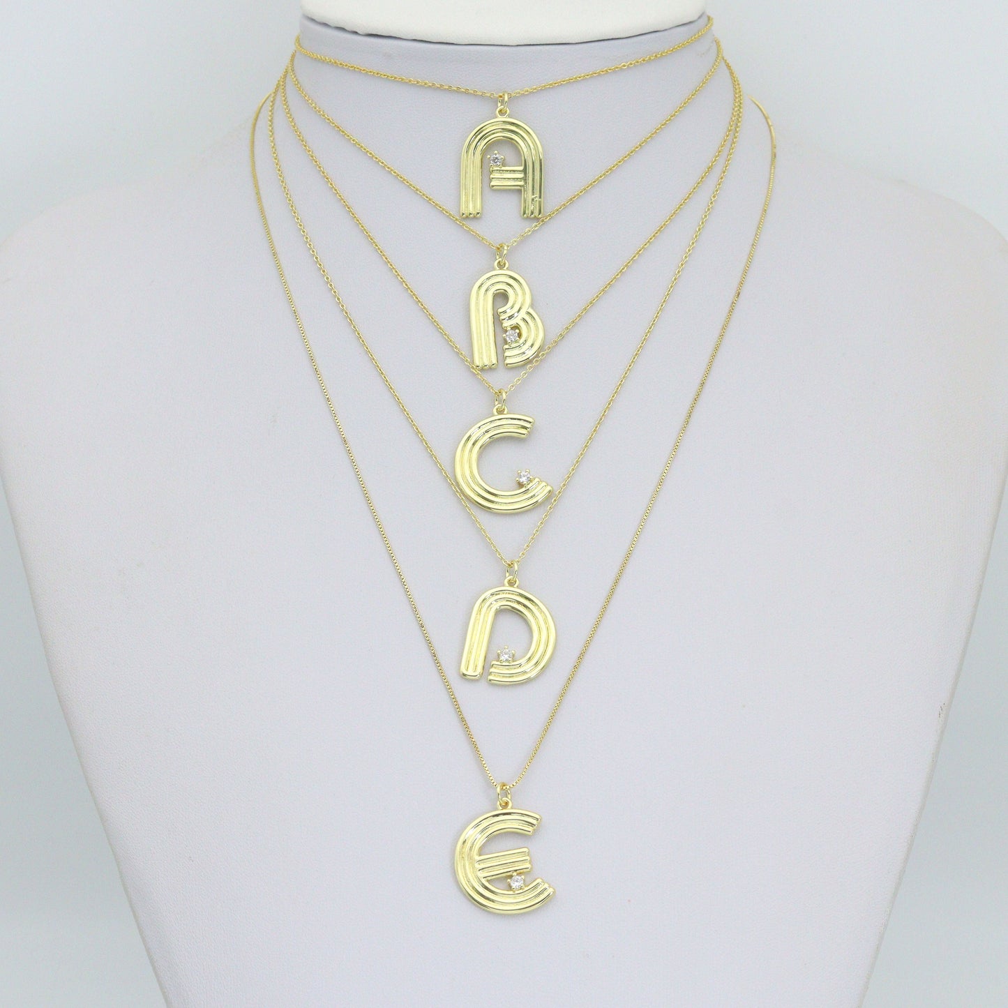 Gold Silver Alphabet Initial Charm Pendant, Sku#LX944