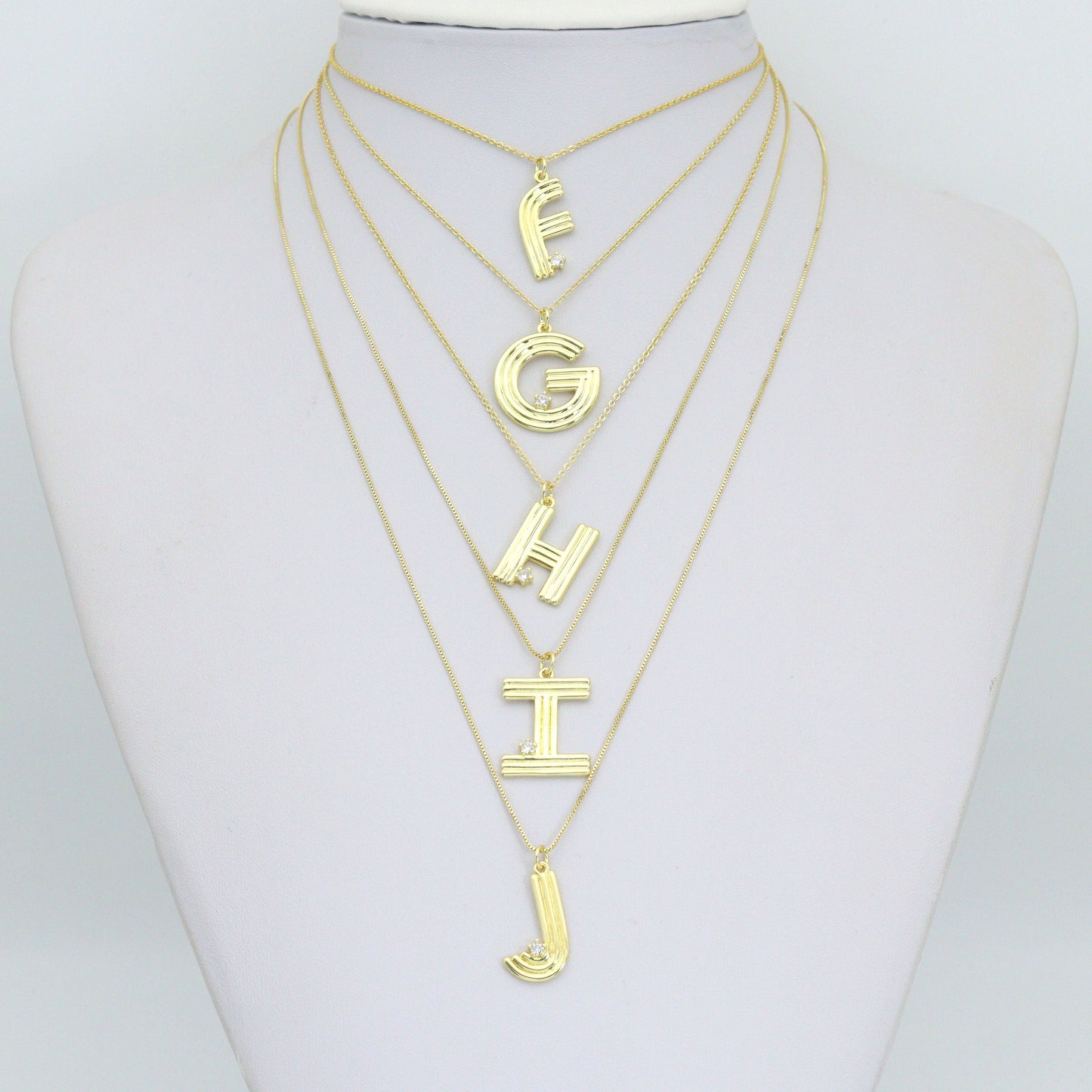 Gold Silver Alphabet Initial Charm Pendant, Sku#LX944