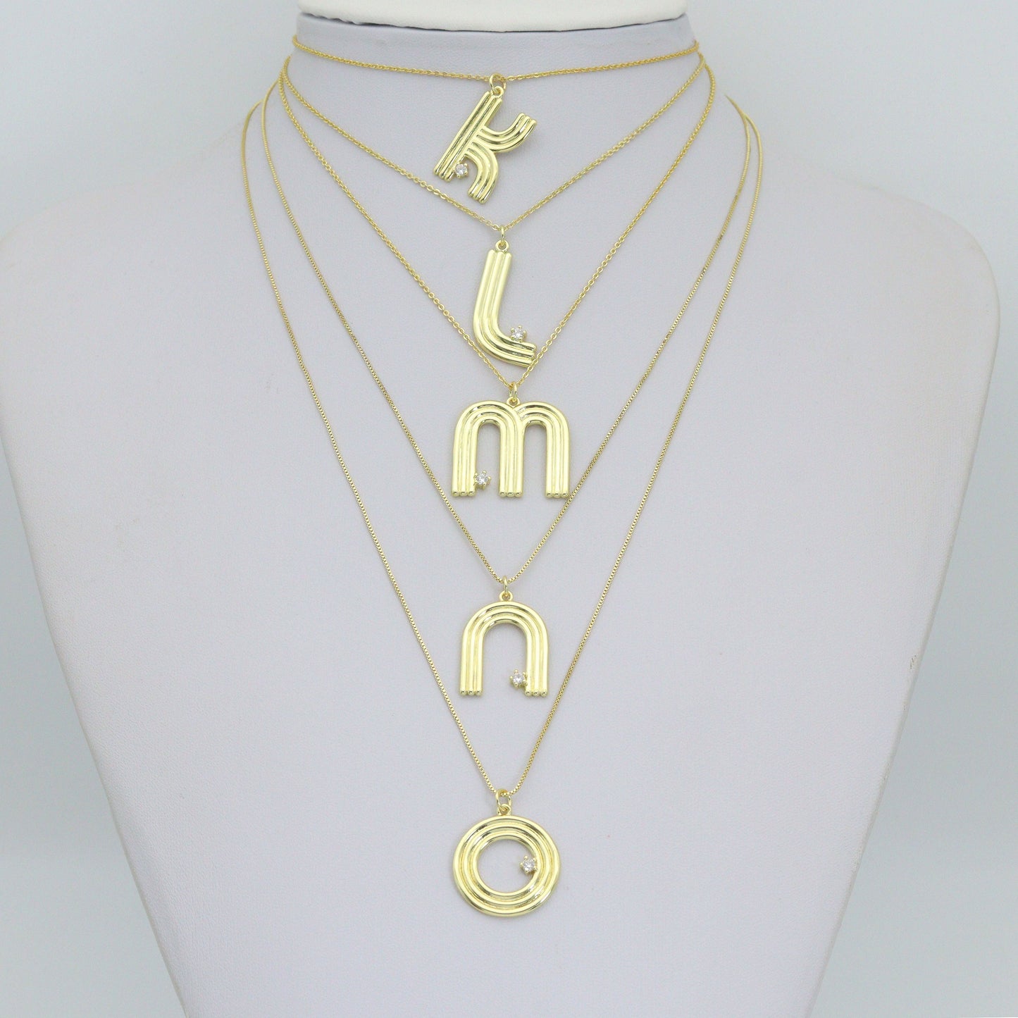 Gold Silver Alphabet Initial Charm Pendant, Sku#LX944