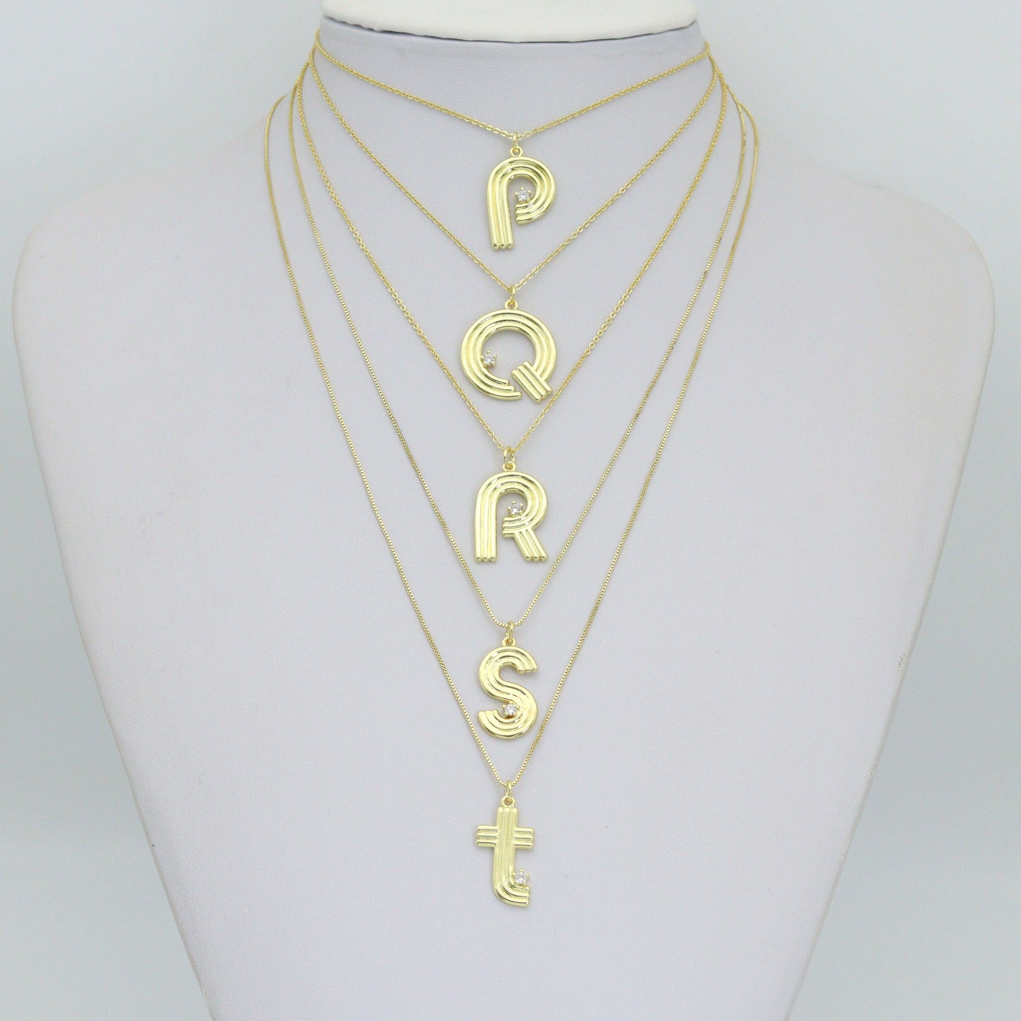 Gold Silver Alphabet Initial Charm Pendant, Sku#LX944