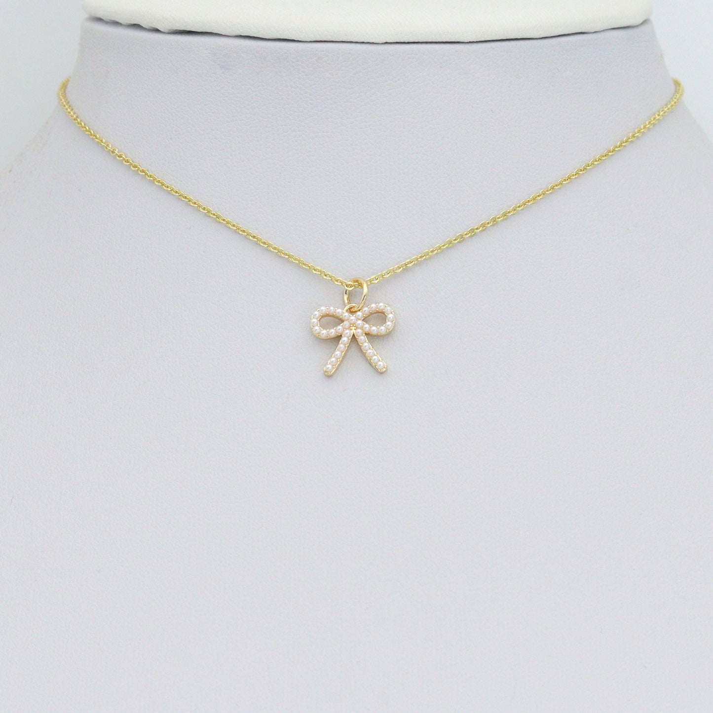 Cute Pearl Bowknot Charm Pendant, Sku#LX965