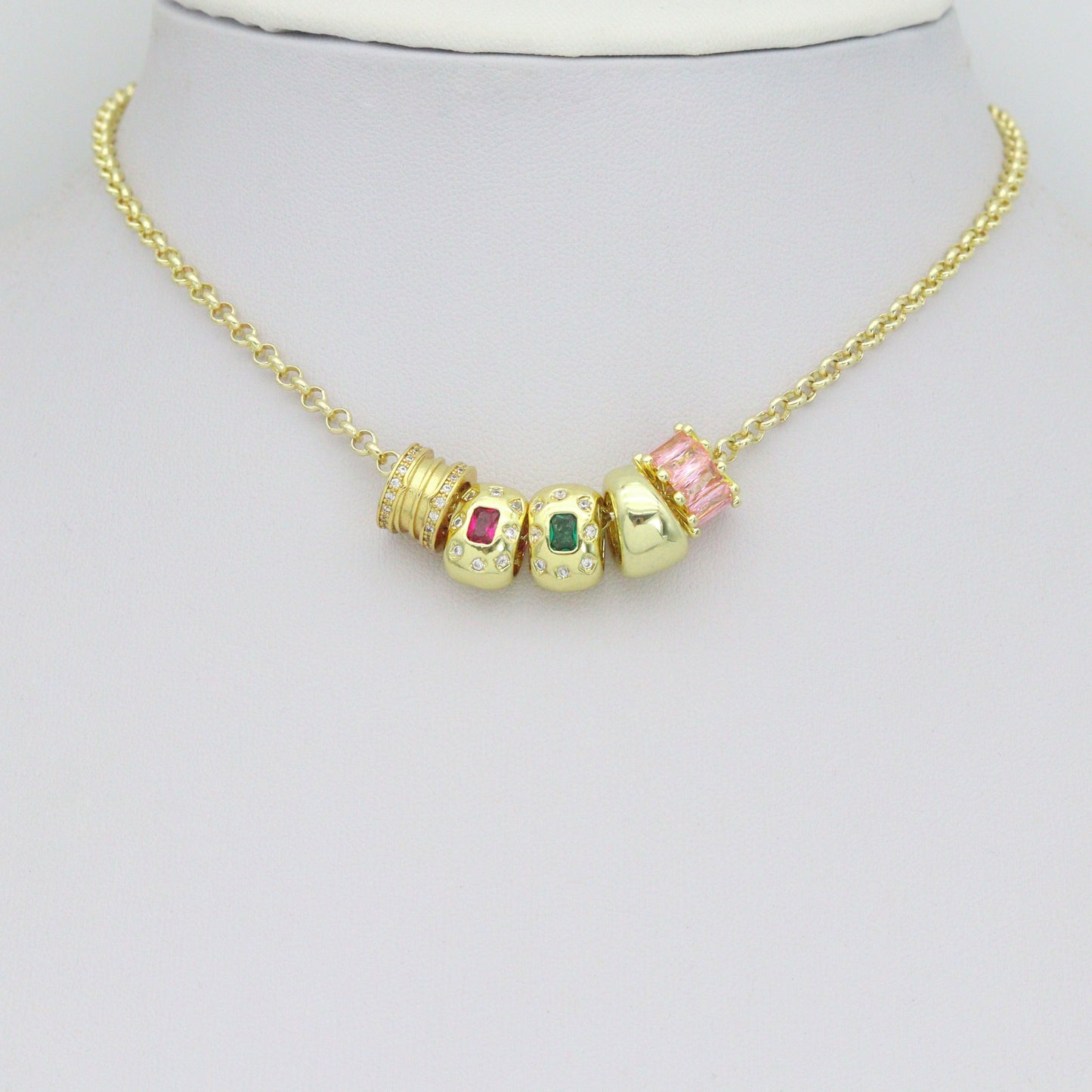 Plain Gold Oval Spacer Beads Pendant, Sku#LX966