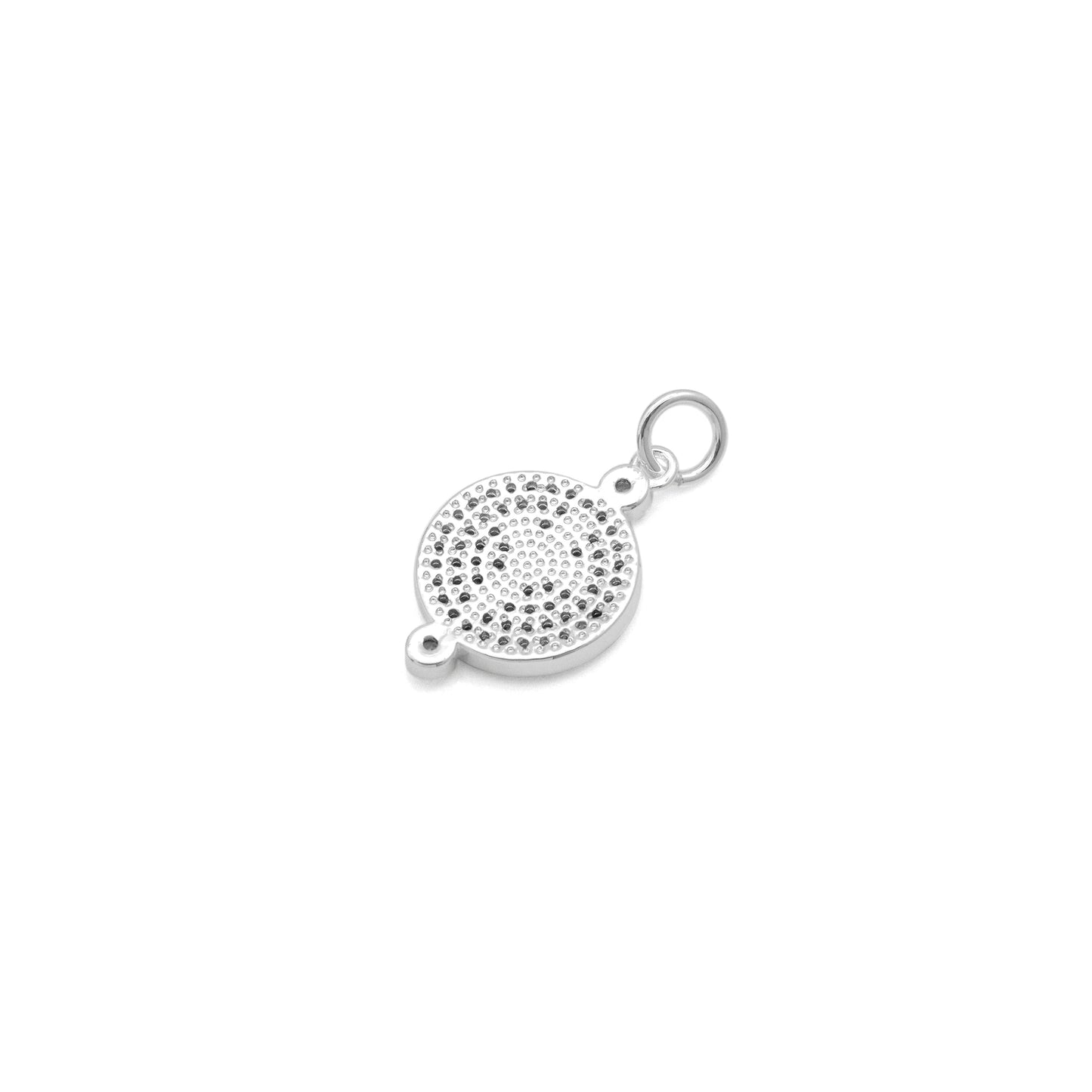 Clear CZ Gold Sun Cross Bee On Round Coin Charm, Sku#LX252