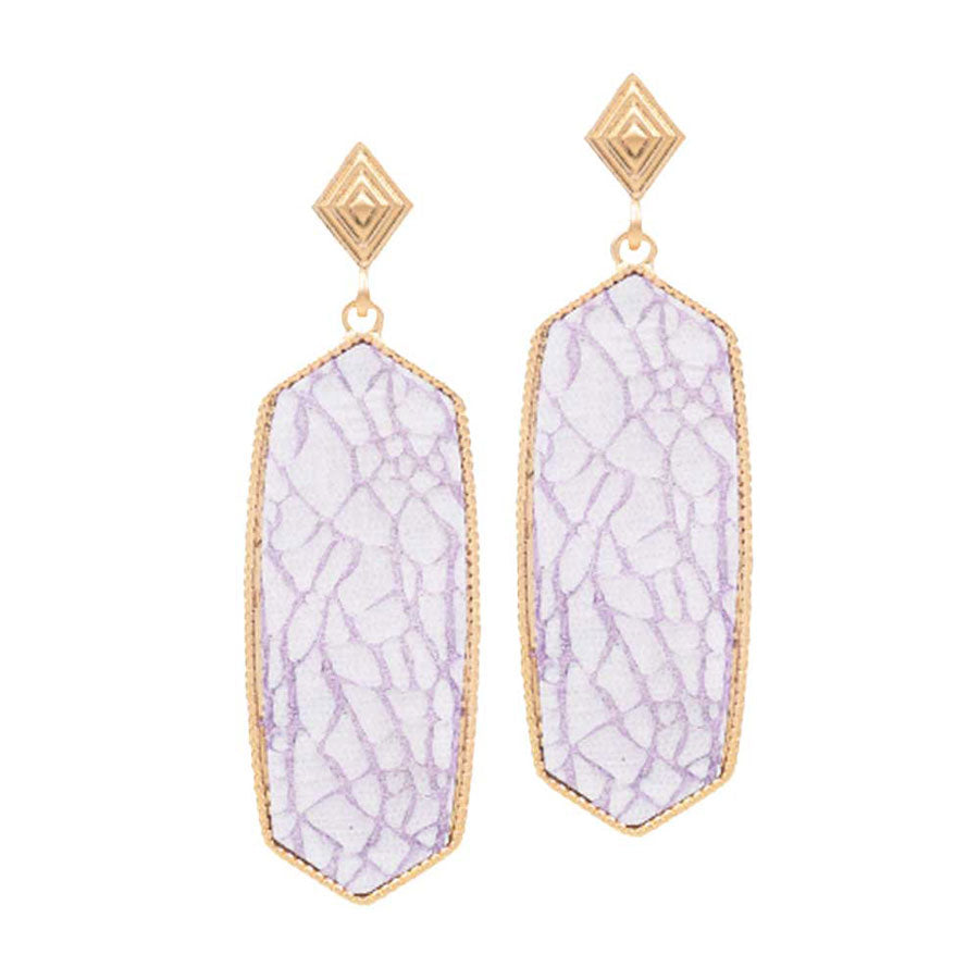 Patterned Hexagon Dangle Earrings