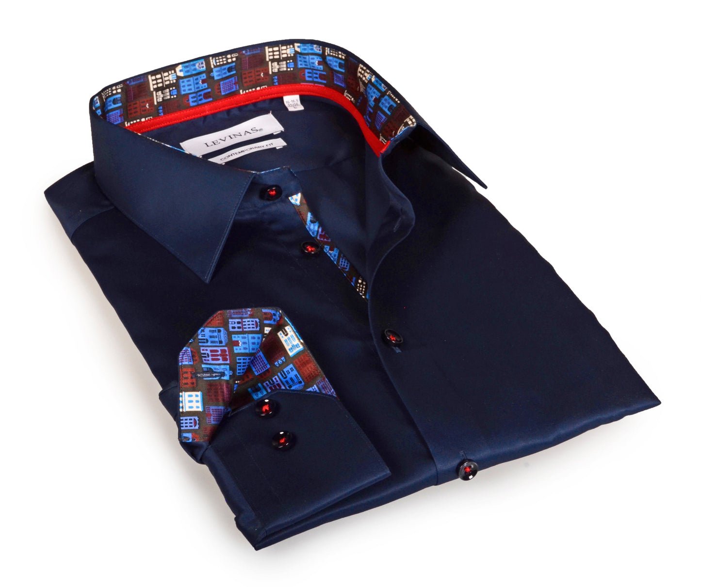 Legendary  Button-Up Shirt With Contrast Details // Navy // Contemporary Fit (Regular) - Size Medium