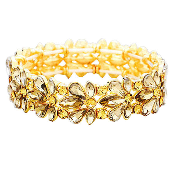 Floral Crystal Stretch Evening Bracelet
