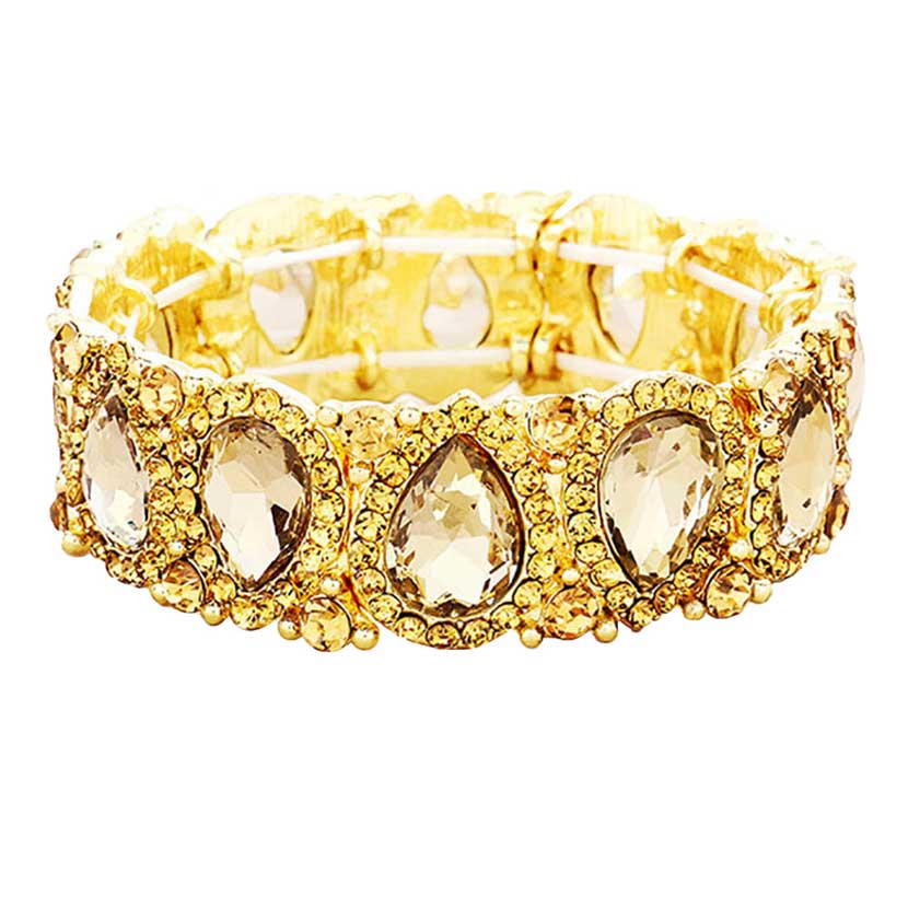Teardrop Rhinestone Trim Stretch Evening Bracelet