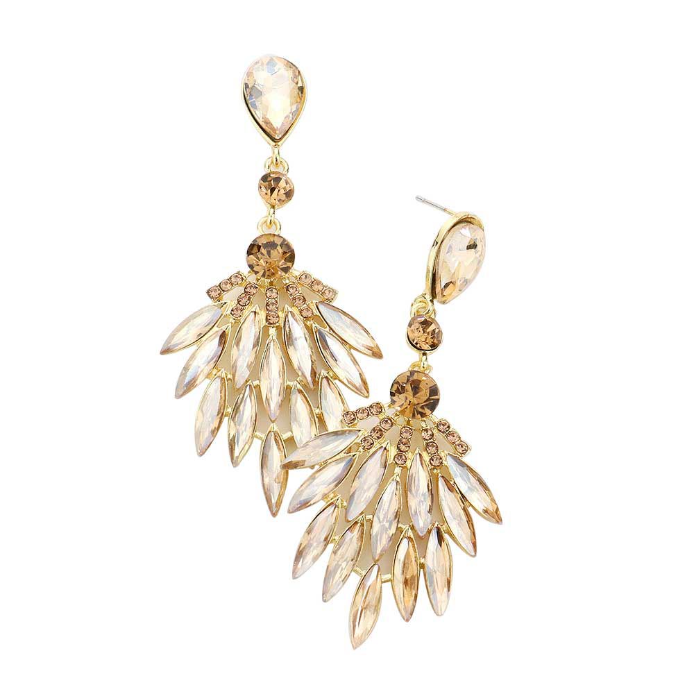 Trendy Marquise Stone Cluster Evening Earrings