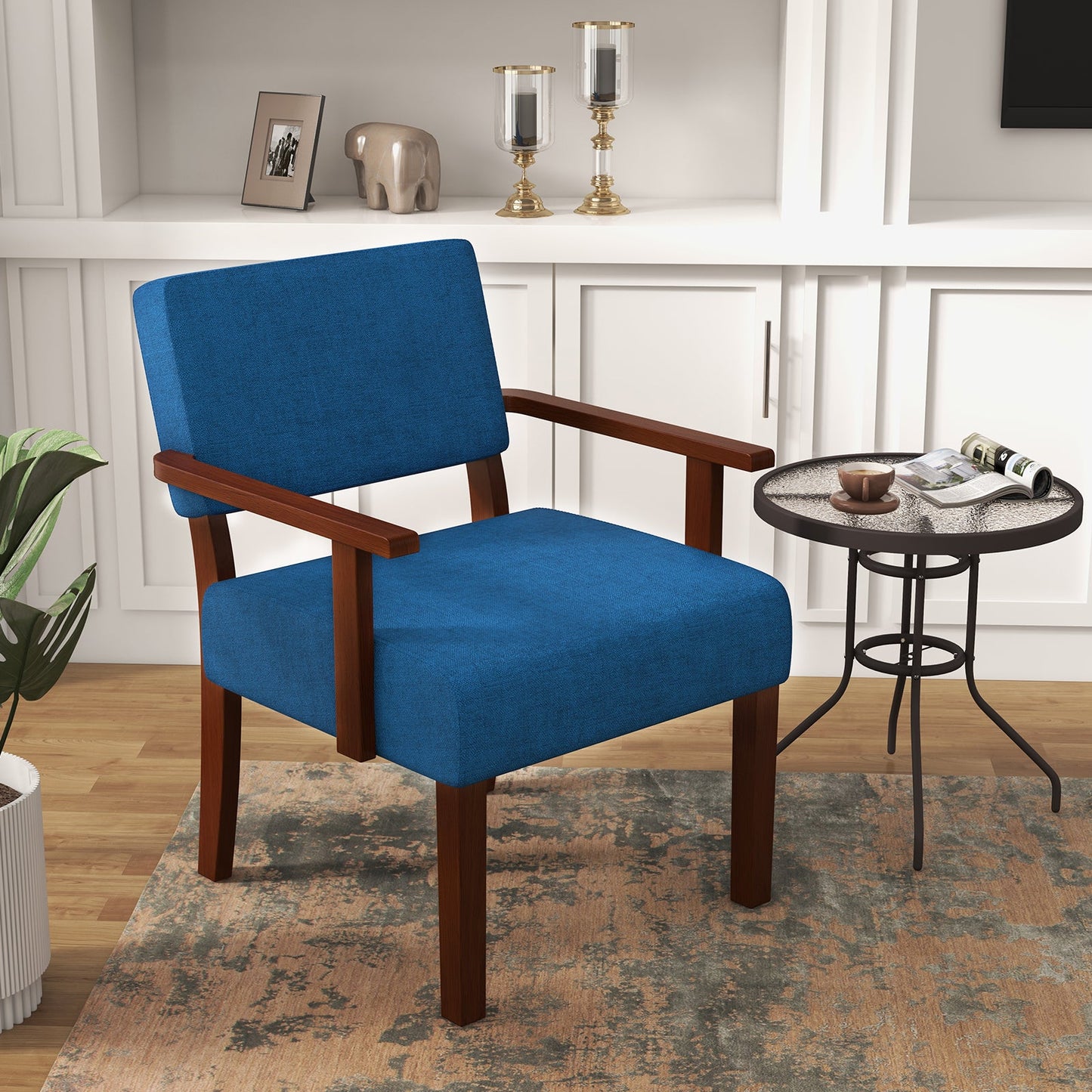Linen Accent Chair Living Room Chair with Soft Padded Seat and Backrest