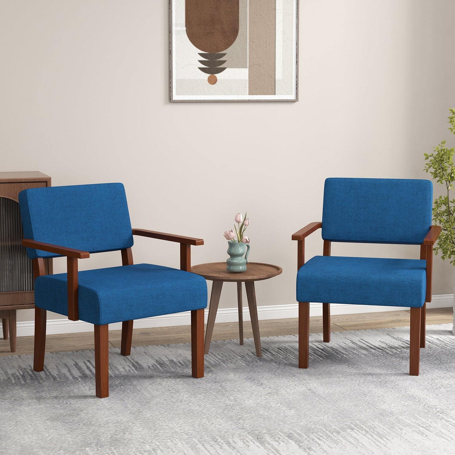 Linen Accent Chair Living Room Chair with Soft Padded Seat and Backrest