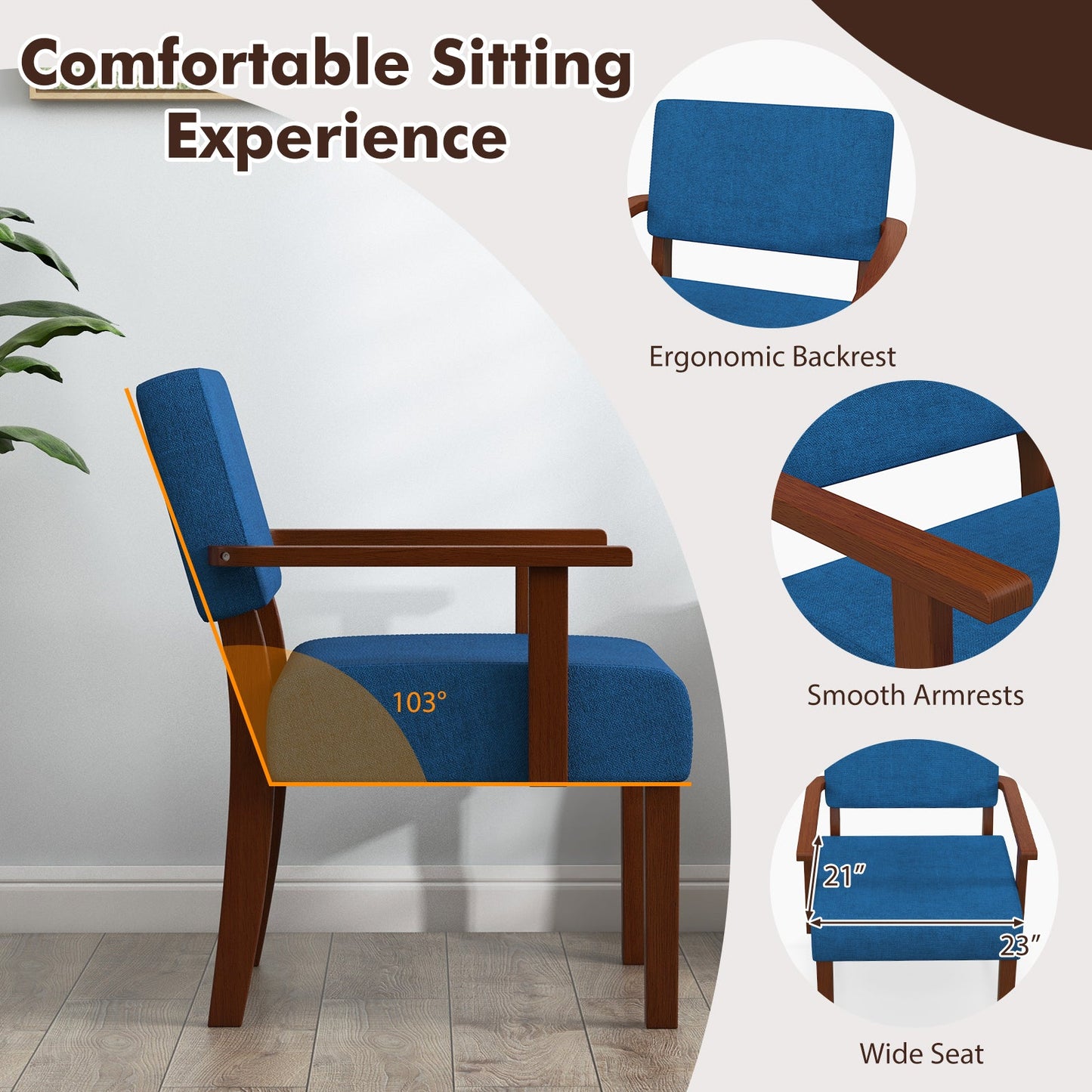 Linen Accent Chair Living Room Chair with Soft Padded Seat and Backrest
