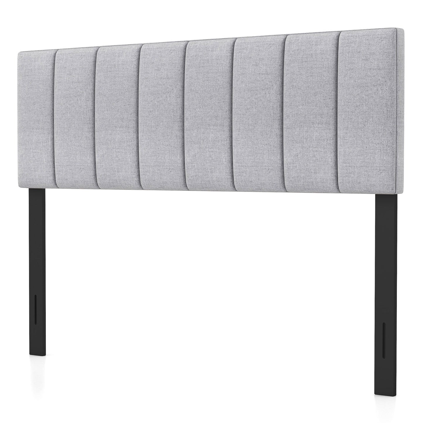 Linen Upholstered Headboard with Solid Wood Legs and Adjustable Width