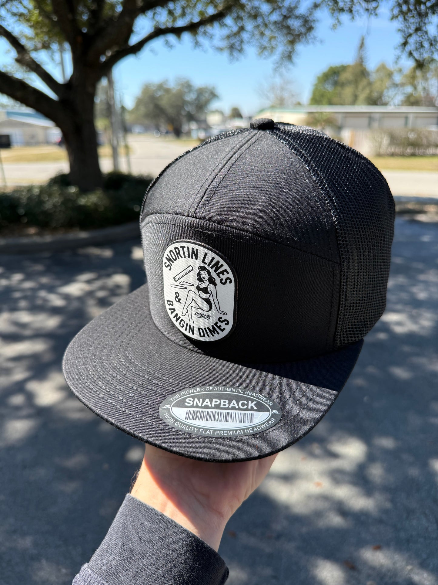Lines and Dimes Canvas Patch Trucker