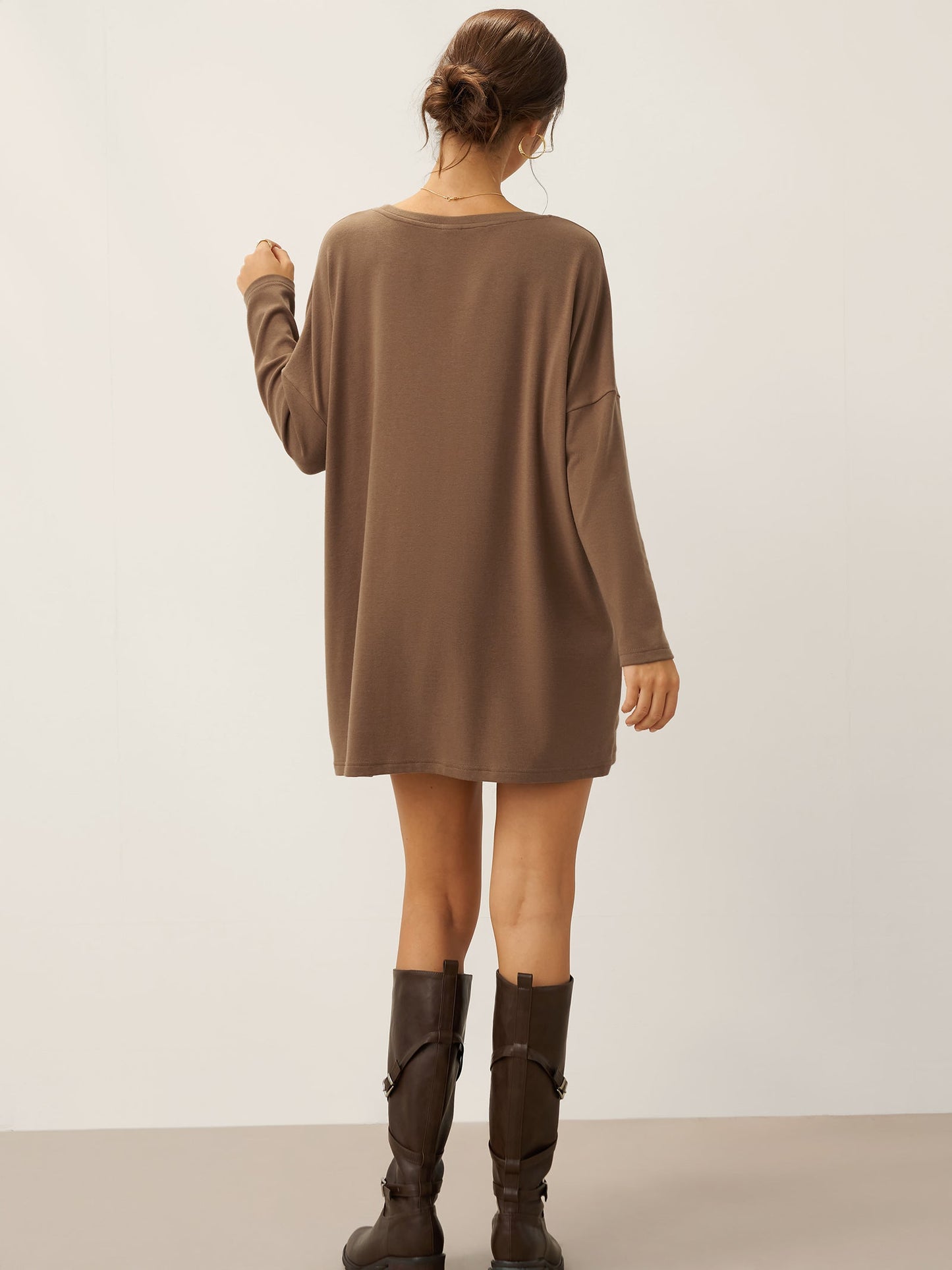 Lenzing Tencel Modal® Long Drop Shoulder Stretch Pullover Top with Patch Pockets