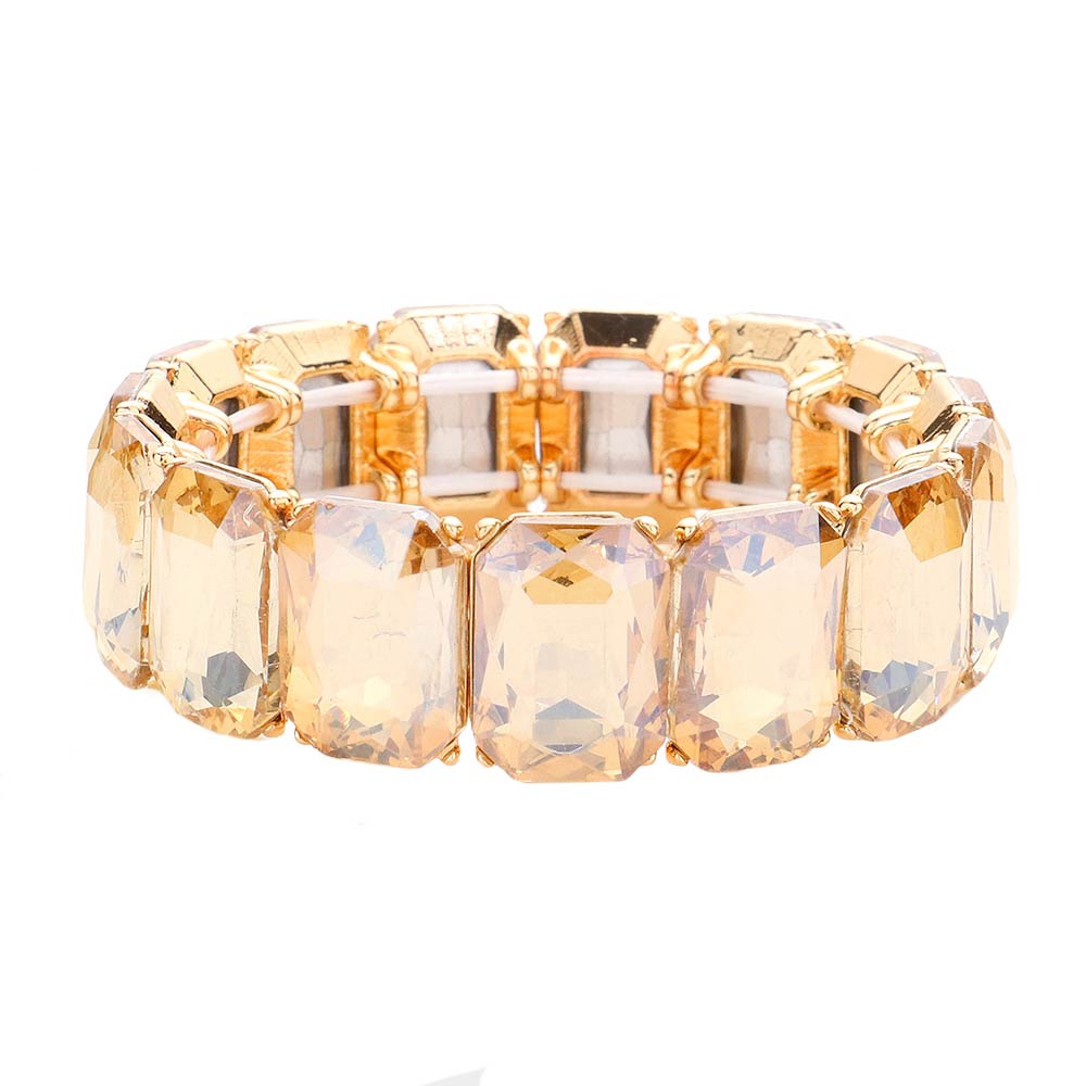 Emerald Cut Stone Stretch Evening Bracelet