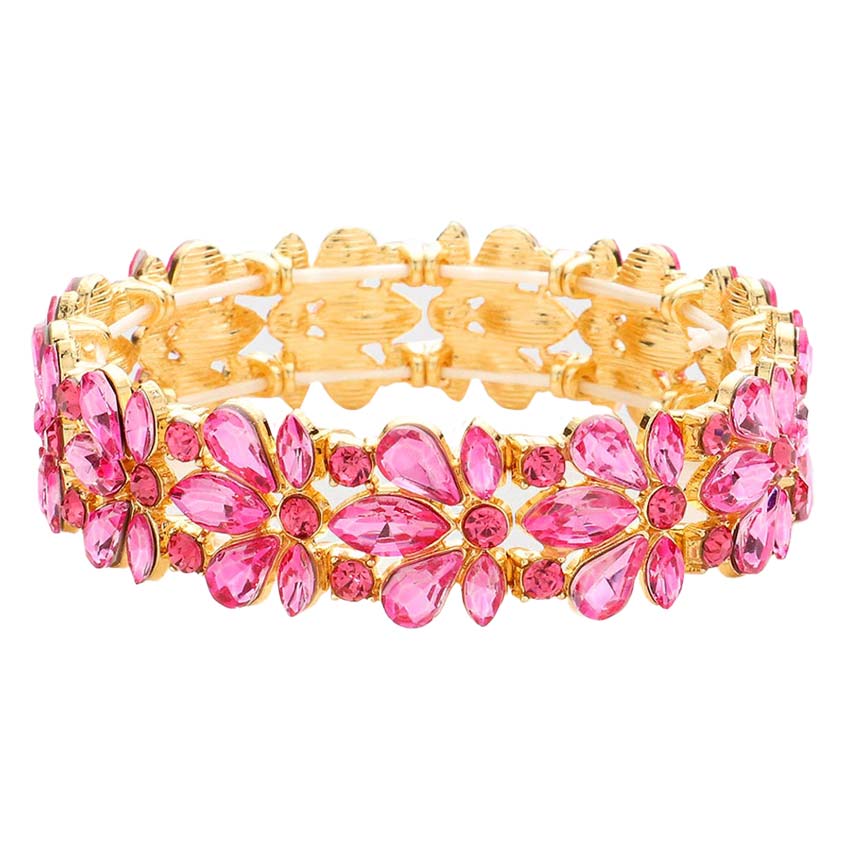 Floral Crystal Stretch Evening Bracelet