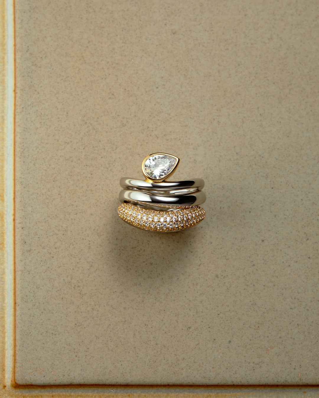 The Marais Wave Ring Set- Silver