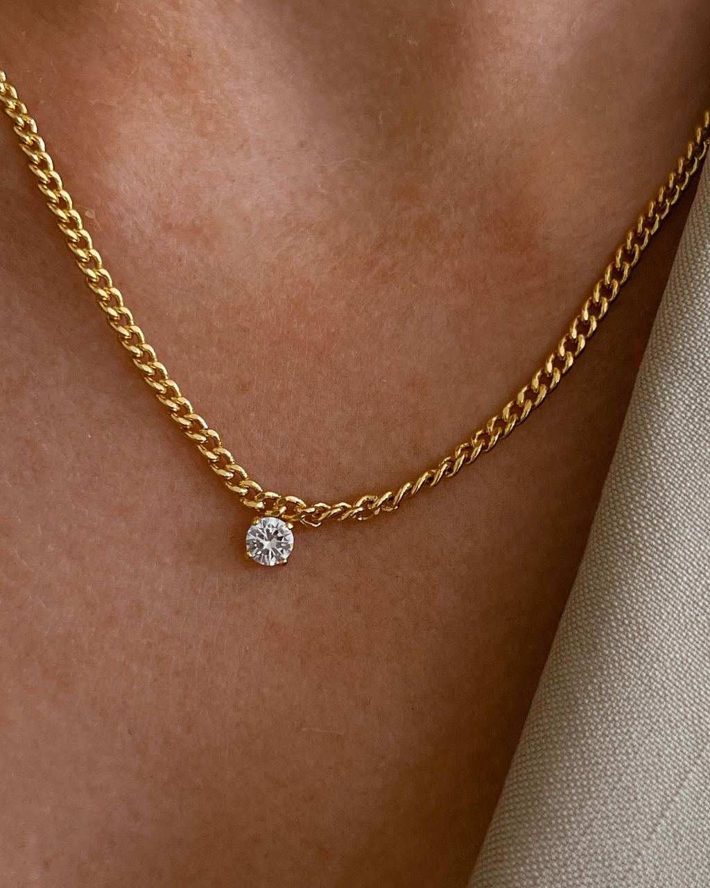 Bardot Stud Charm Necklace- Gold (Ships Early September)