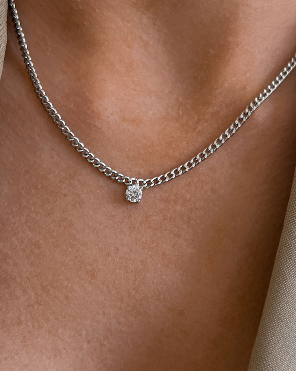 Bardot Stud Charm Necklace- Silver (Ships Late September)
