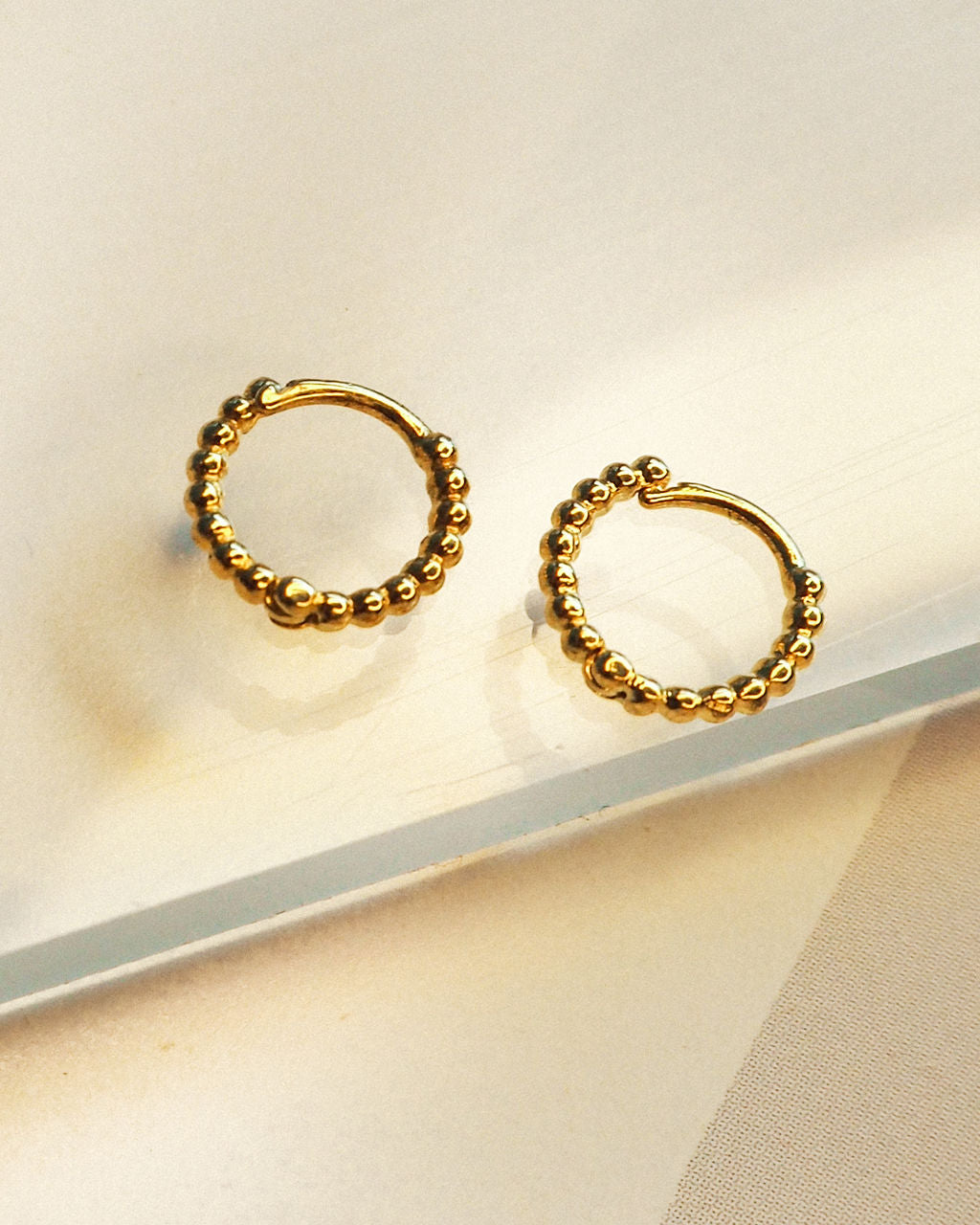 Mini Continuous Beaded Huggies- Gold (Ships Early October)