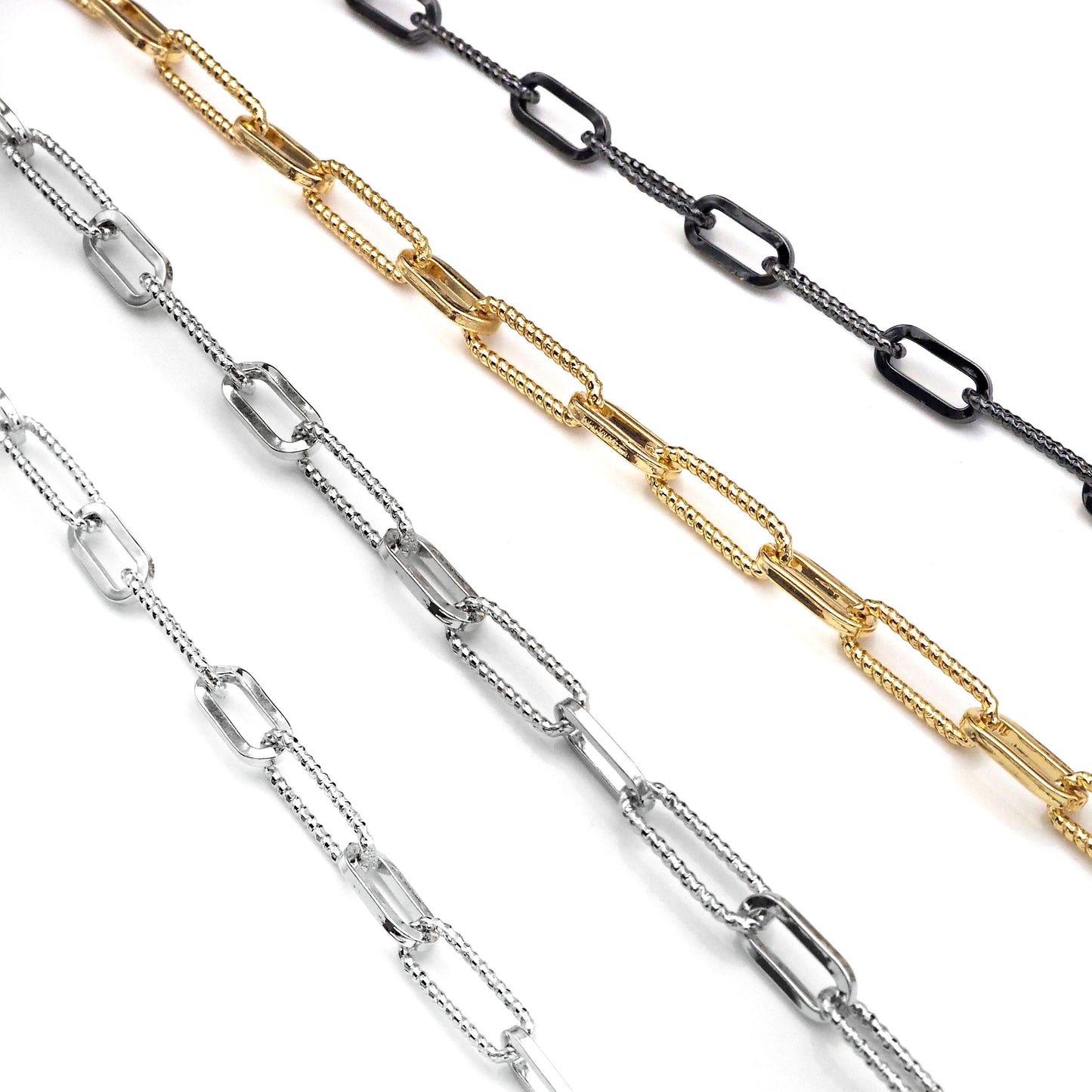 Mixed Paperclip Chain by yard, Fancy Paper clip chain, sku#M356
