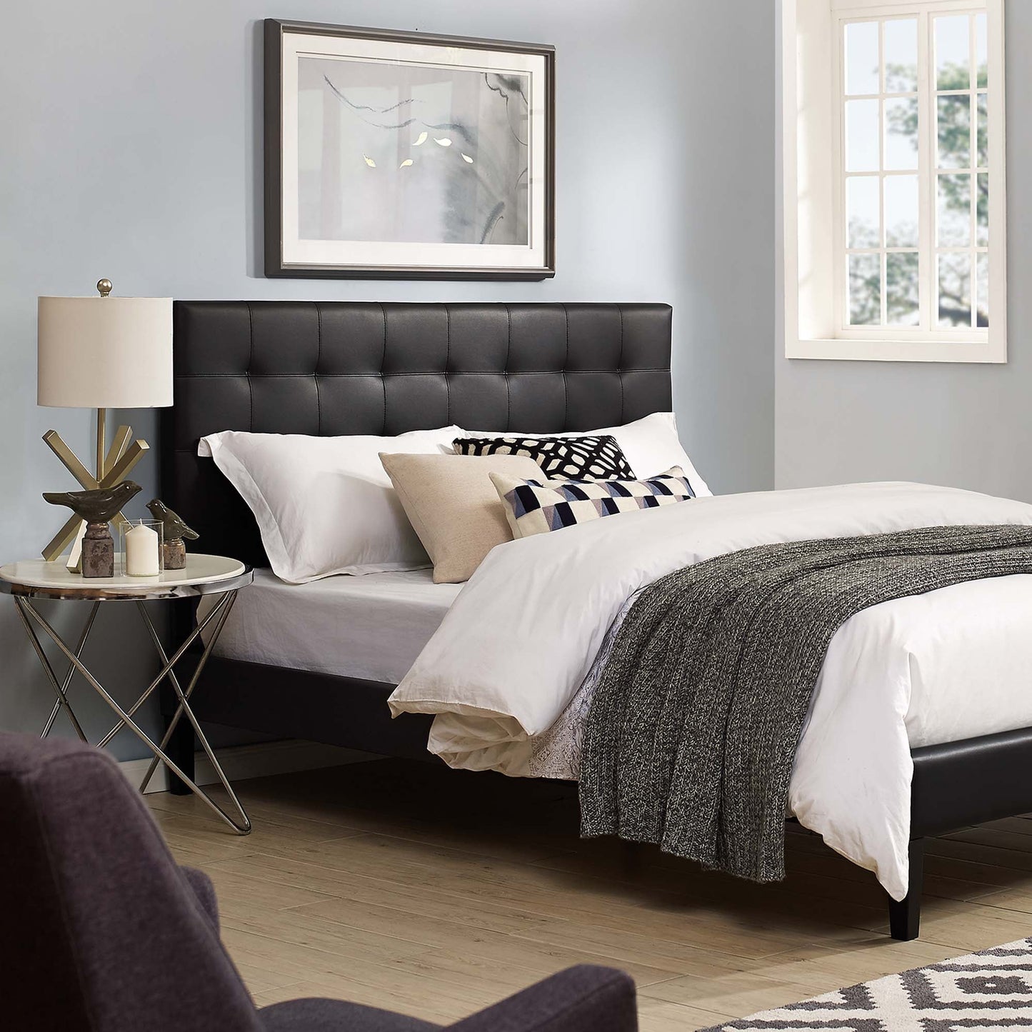 Paisley Tufted Upholstered Faux Leather Full/Queen Headboard by Modway