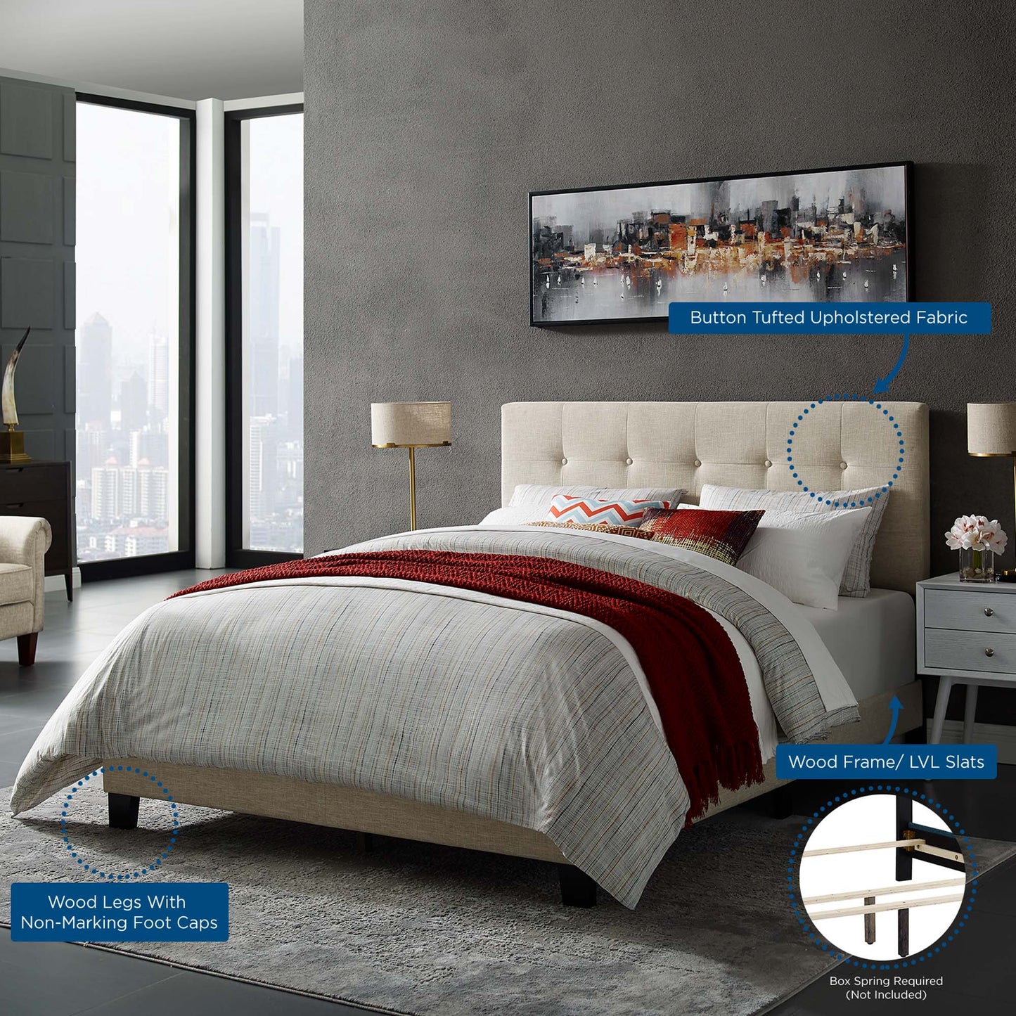 Amira Upholstered Fabric Full Bed by Modway