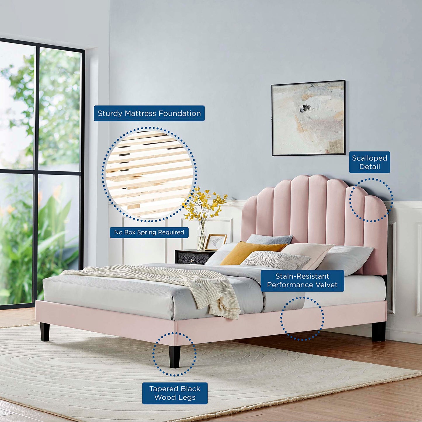 Daisy Performance Velvet Full Platform Bed by Modway