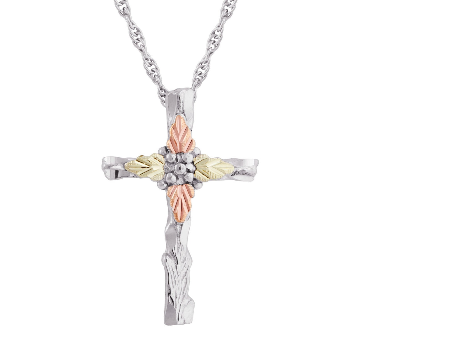 Decorative Cross - Sterling Silver Black Hills Gold Pendant