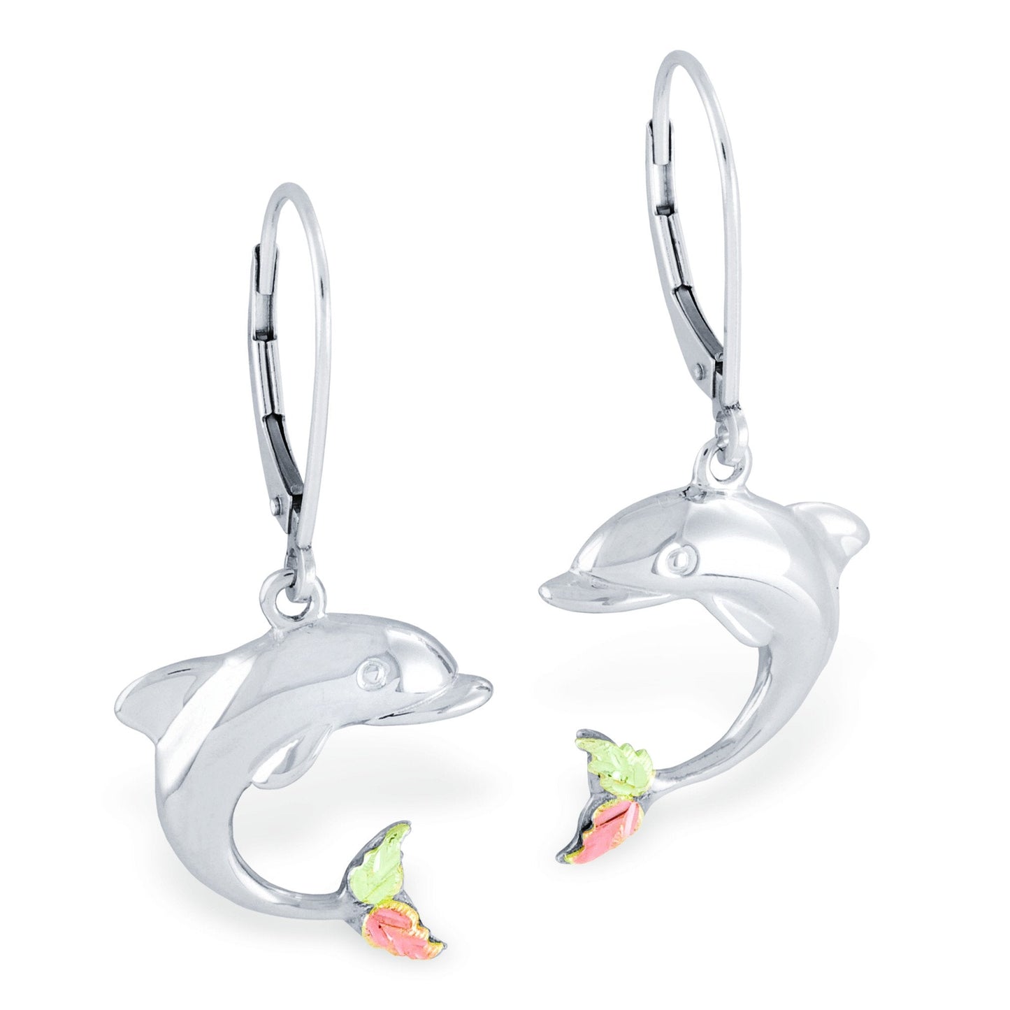 Dolphin - Sterling Silver Black Hills Gold Earrings
