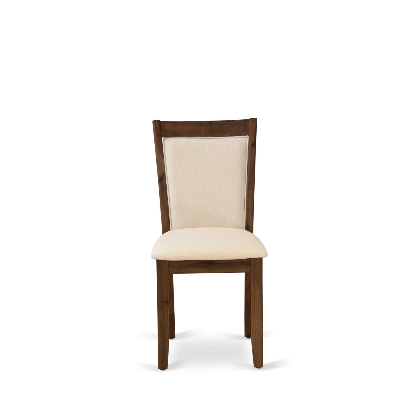 EAST WEST FURNITURE - CNMZ5-N7-32 - 5-Piece Dinner Table Set - A Mid Century Dining Table and 4 Light Beige Linen Fabric Padded Wood Dining Chairs with Stylish High Back � (Distressed Jacobean Finish)