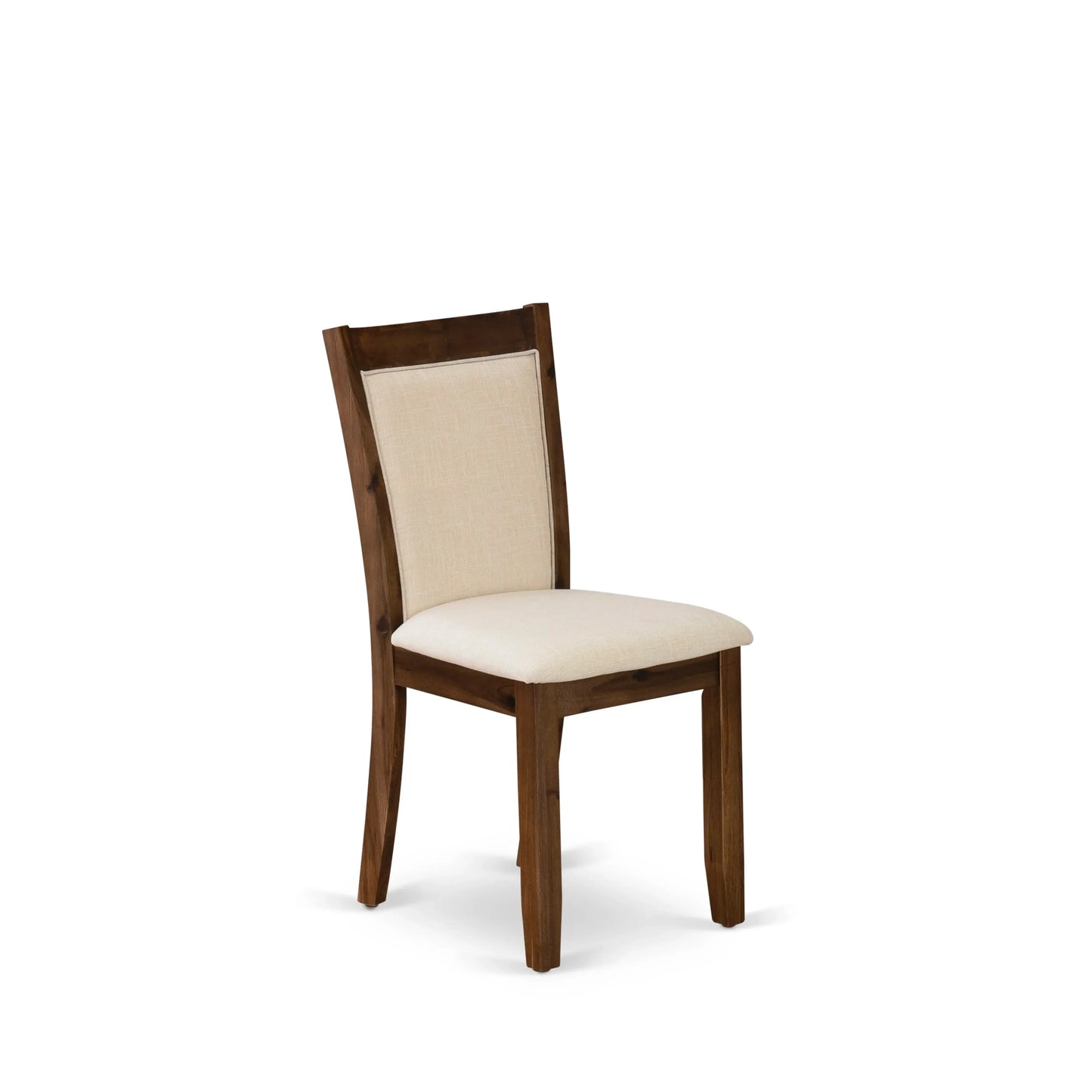 EAST WEST FURNITURE - CNMZ5-N7-32 - 5-Piece Dinner Table Set - A Mid Century Dining Table and 4 Light Beige Linen Fabric Padded Wood Dining Chairs with Stylish High Back � (Distressed Jacobean Finish)