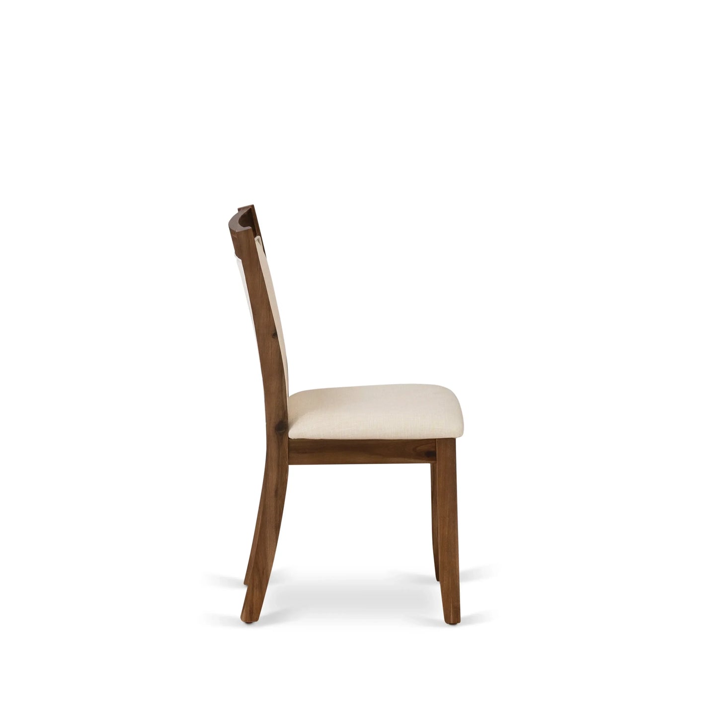 EAST WEST FURNITURE - CNMZ5-N7-32 - 5-Piece Dinner Table Set - A Mid Century Dining Table and 4 Light Beige Linen Fabric Padded Wood Dining Chairs with Stylish High Back � (Distressed Jacobean Finish)