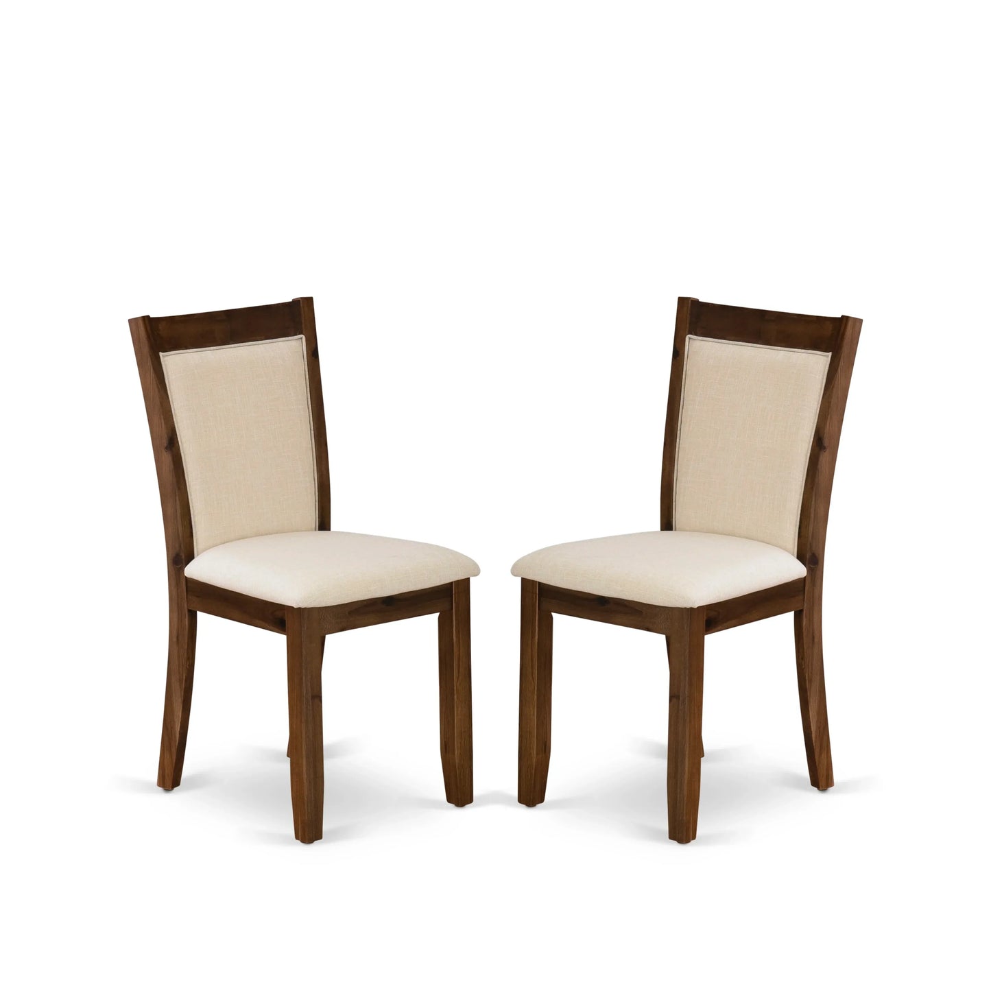 EAST WEST FURNITURE - CNMZ5-N7-32 - 5-Piece Dinner Table Set - A Mid Century Dining Table and 4 Light Beige Linen Fabric Padded Wood Dining Chairs with Stylish High Back � (Distressed Jacobean Finish)