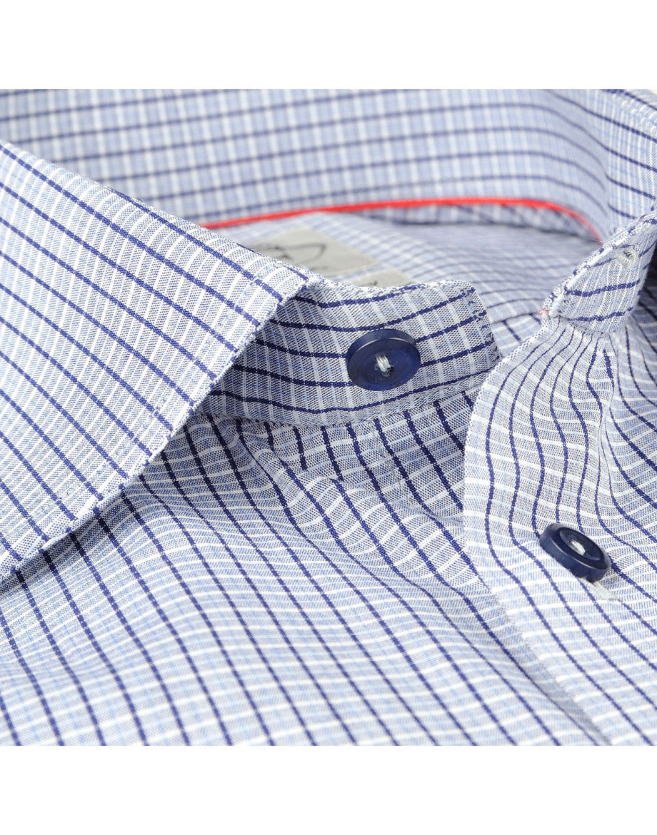 Made in Italy Dress Shirts// Navy Check- contemporary fit- Final Sale