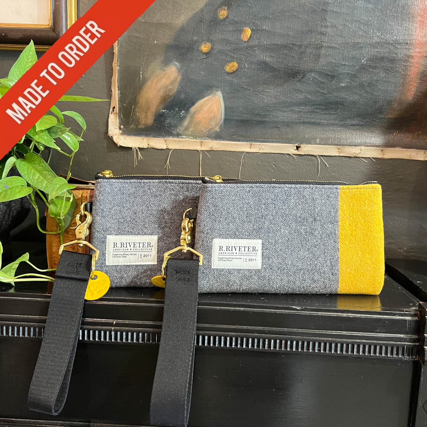 Lucy | Limited-Edition USMA Gray Wool Blanket with Yellow Stripe