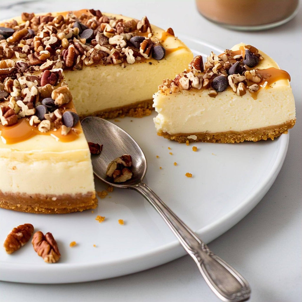 Andy Anand Turtle Cheesecake, 9-Inch, 2 lb – Caramel, Chocolate Chips & Nuts, California Cream Cheese, No Preservatives, Birthday Gift Box