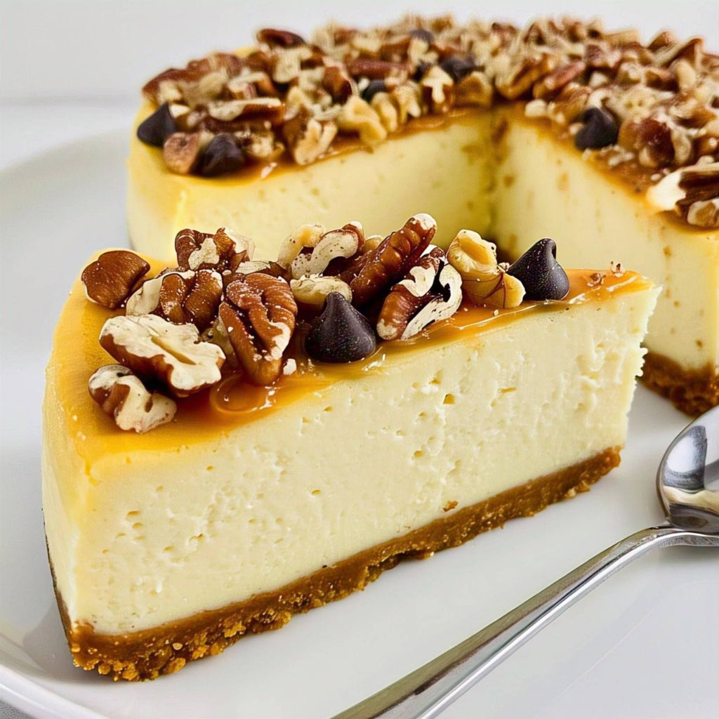 Andy Anand Turtle Cheesecake, 9-Inch, 2 lb – Caramel, Chocolate Chips & Nuts, California Cream Cheese, No Preservatives, Birthday Gift Box