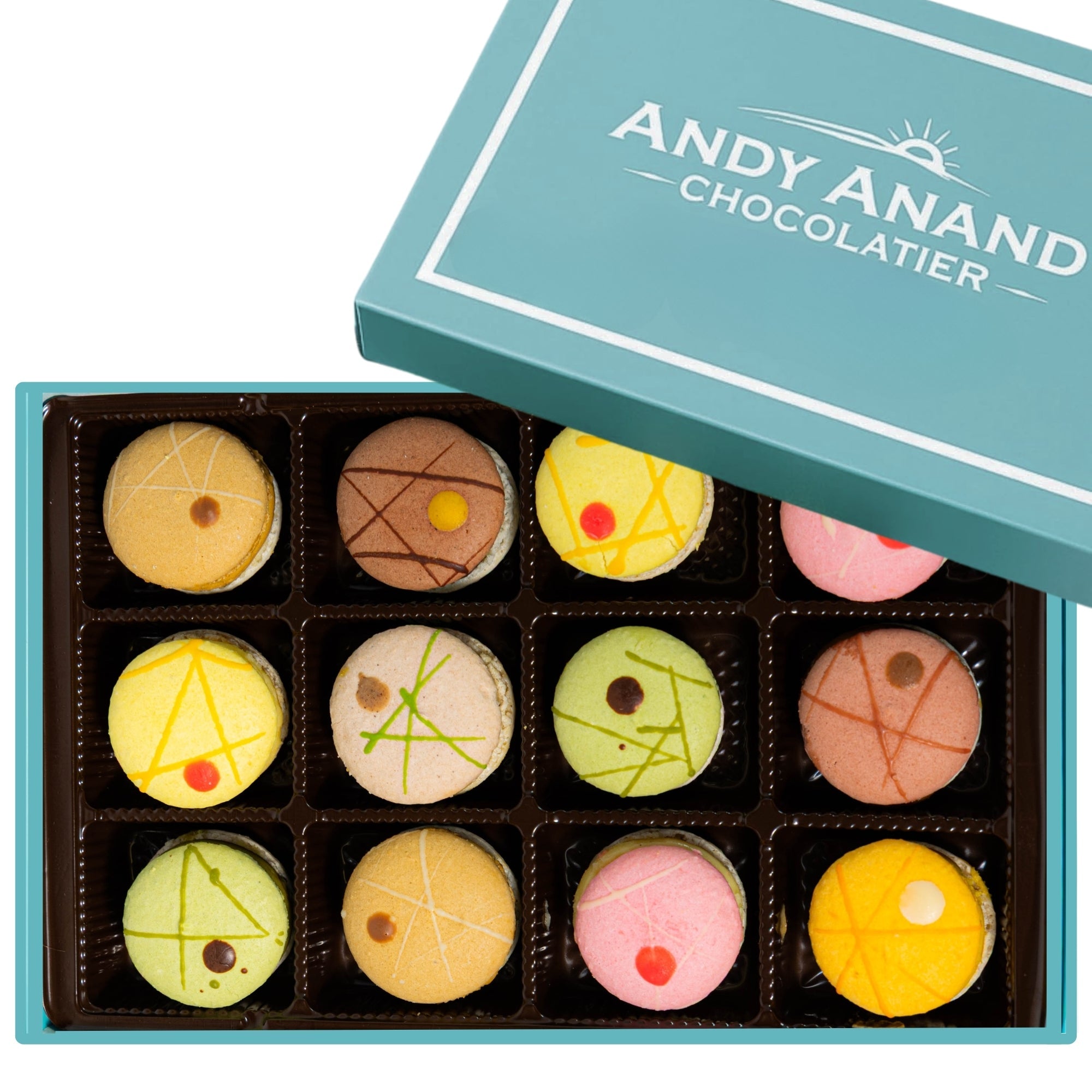 Andy Anand French Macarons, 12-Piece Gift Box – Gluten-Free, Made Fresh Daily, Assorted Gourmet Flavors – Birthday, Holiday & Celebration