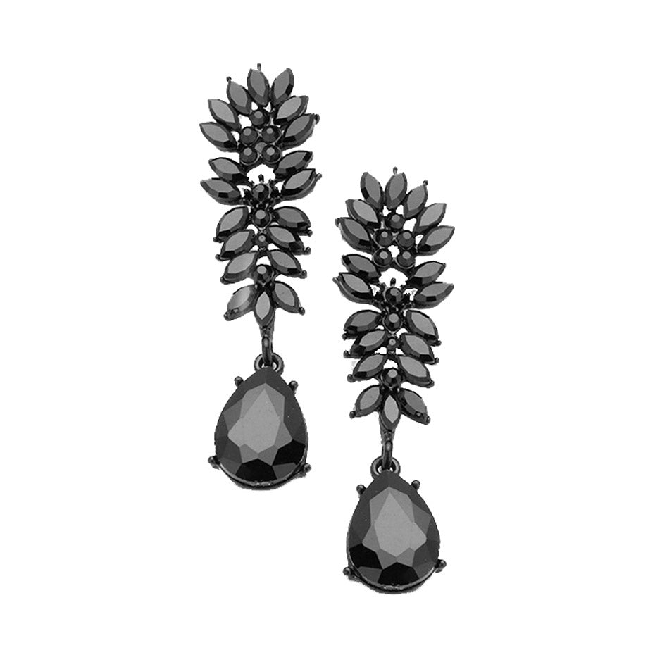 Marquise Cluster Crystal Teardrop Evening Earrings